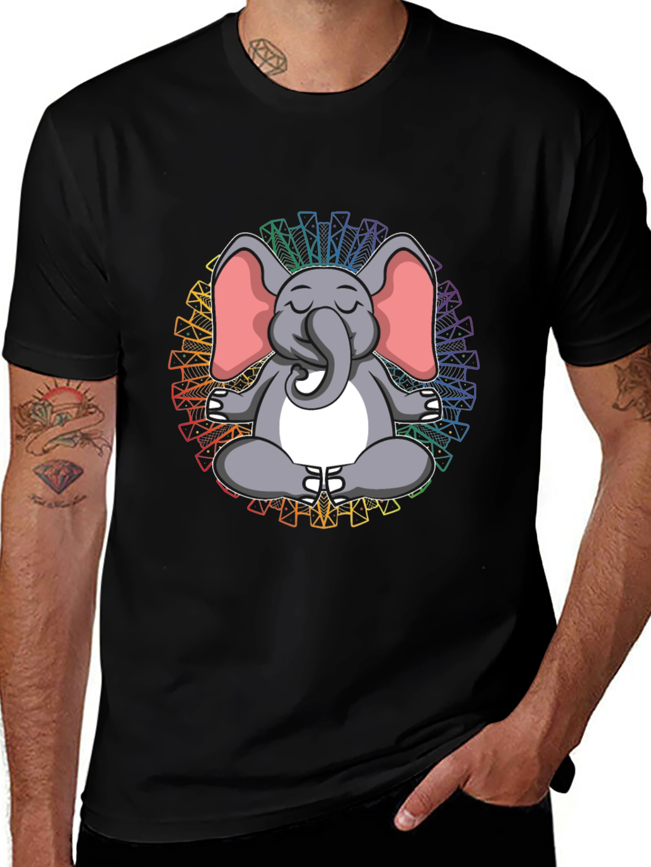 Variant 5 of Meditating Elephant Tee - Yoga Zen Shirt
