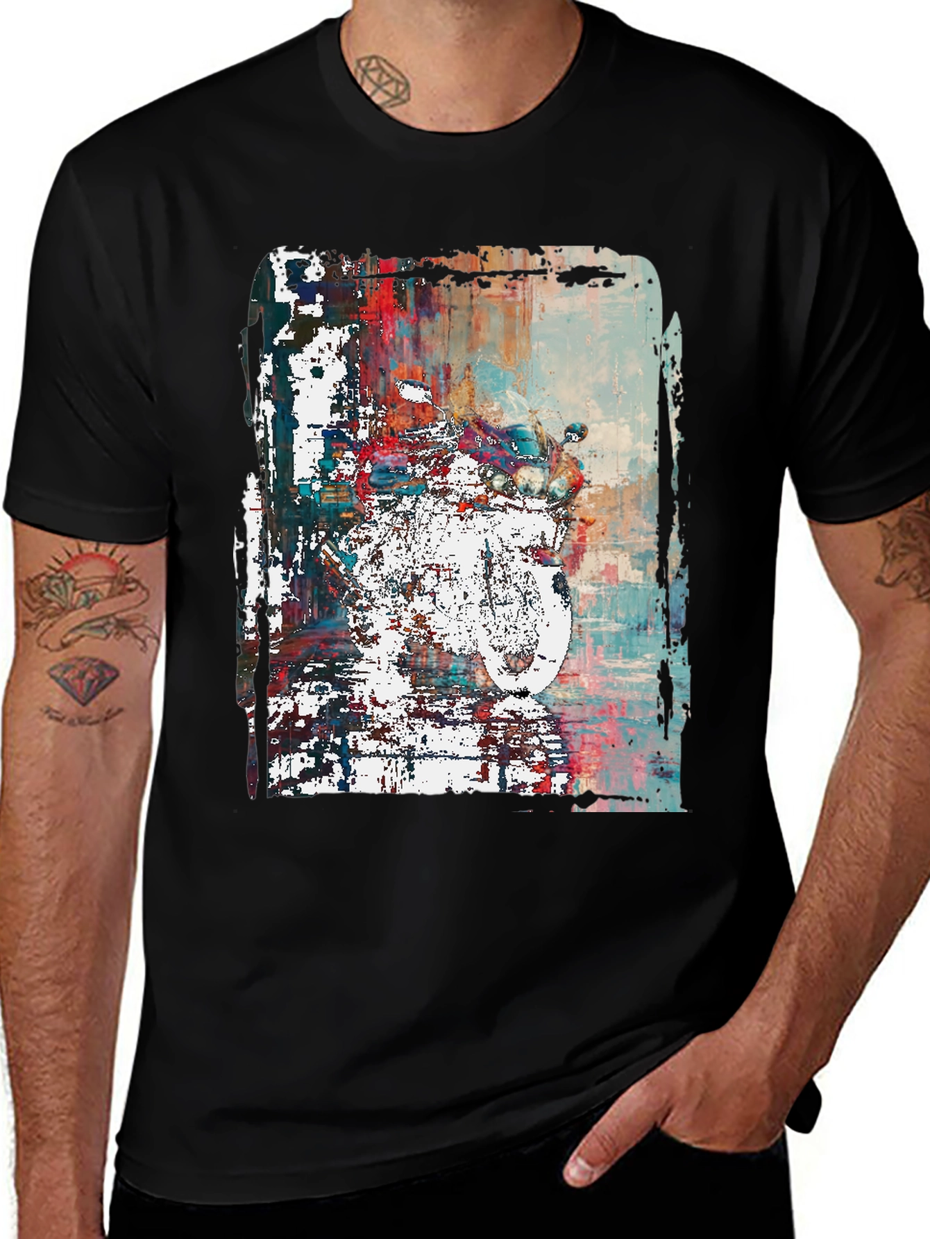 Variant 24 of Abstract Motorcycle Graphic Print T-Shirt
