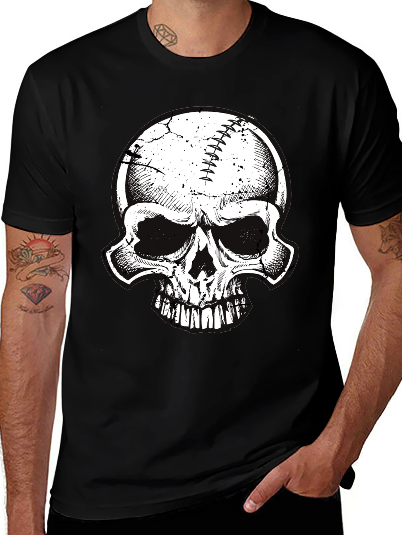 Variant 17 of Skull Baseball Graphic Tee