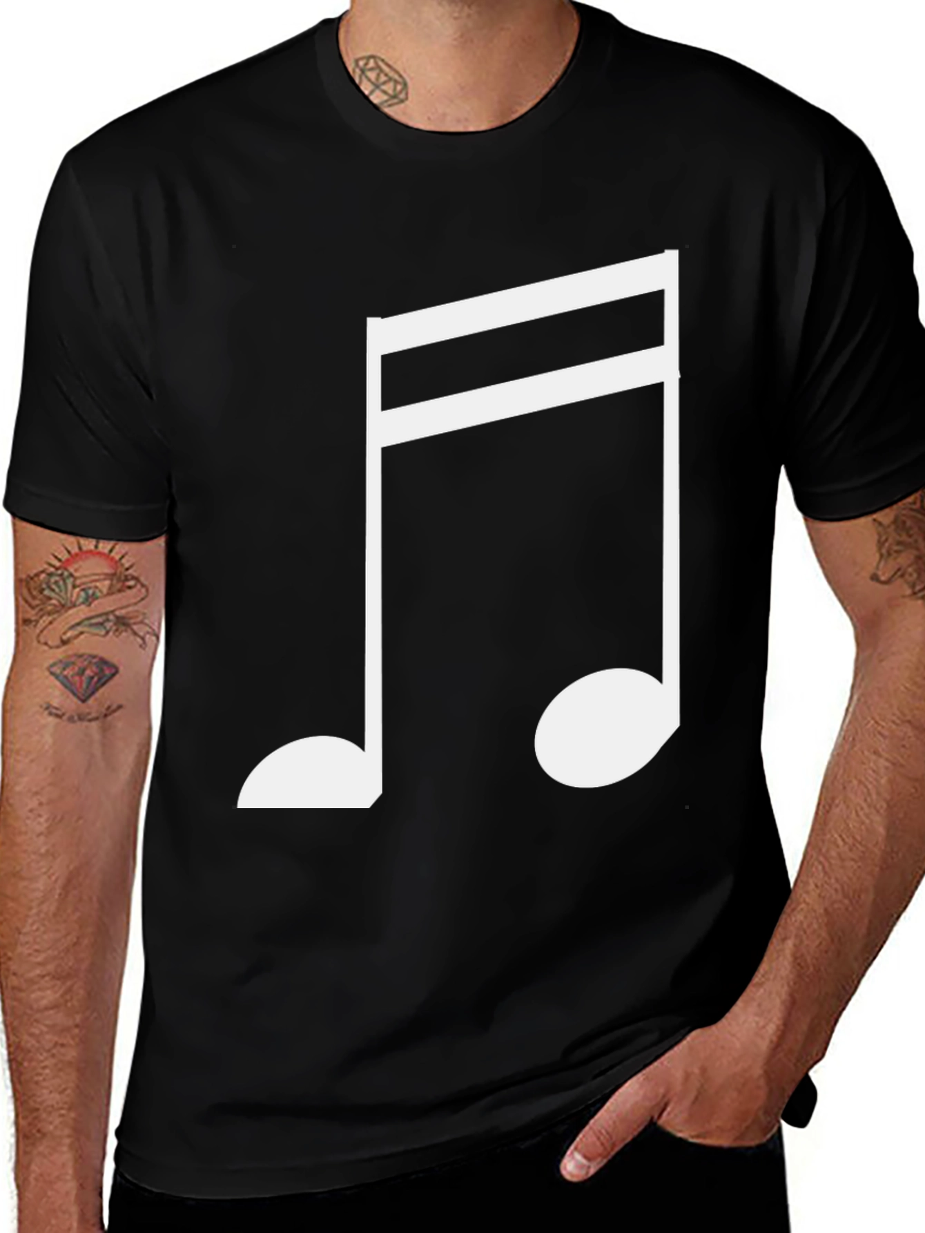 Variant 22 of Musical Note Graphic Tee - Black Cotton T-Shirt