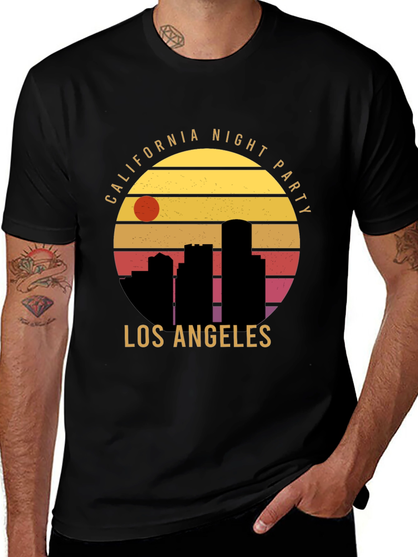 California Night Party T-Shirt Los Angeles Black