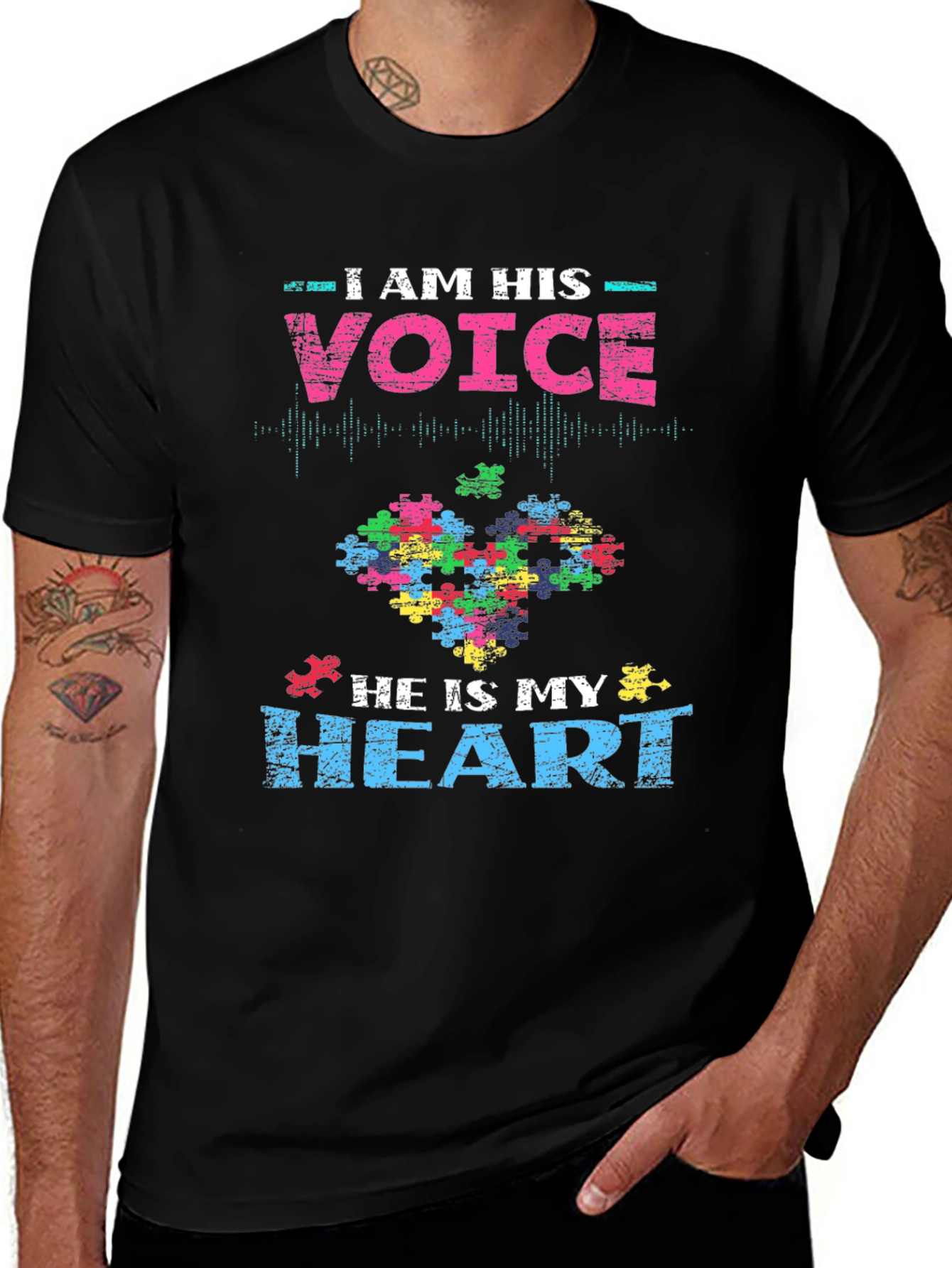 Autism Awareness Tee: I Am His Voice, He Is My Heart