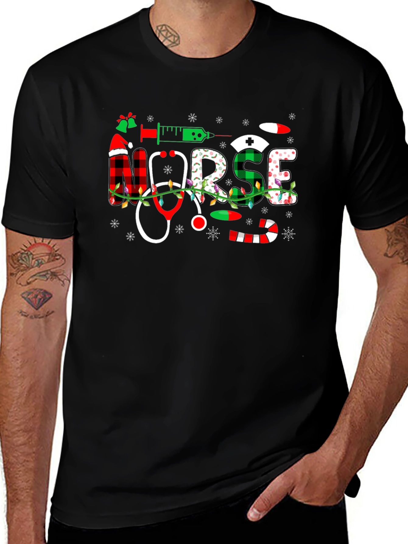 Variant 7 of Festive Nurse Holiday Graphic T-Shirt