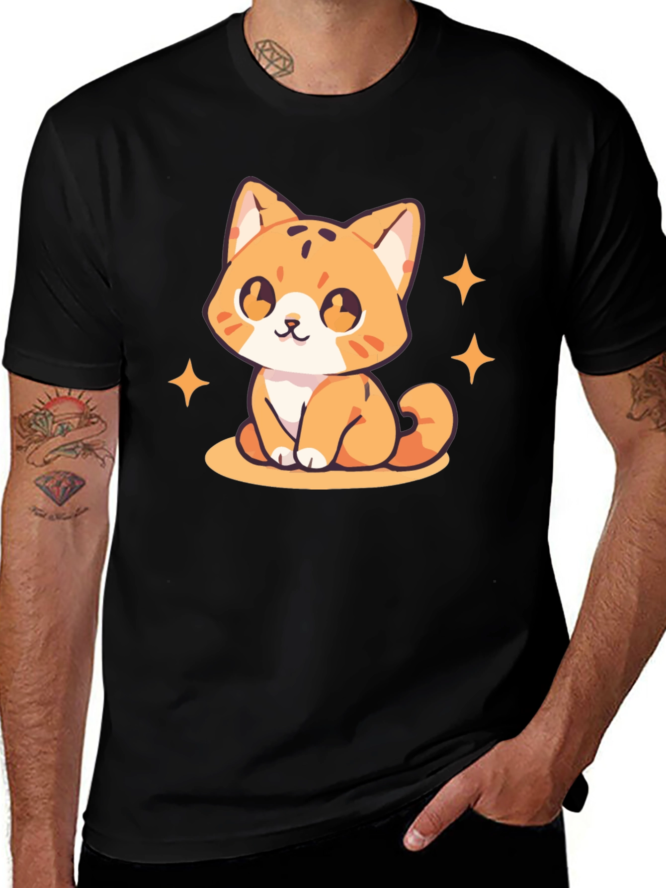 Variant 6 of Cute Kitten Graphic Tee - Black Cotton Comfort