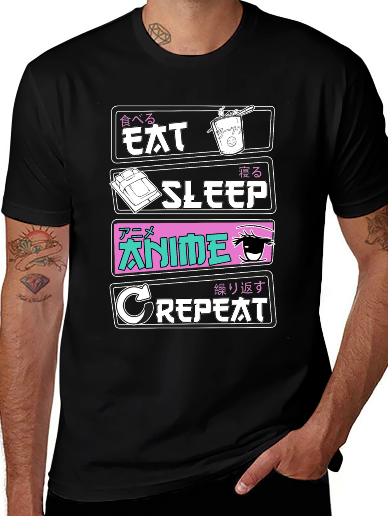 Variant 11 of Eat Sleep Anime Repeat T-Shirt