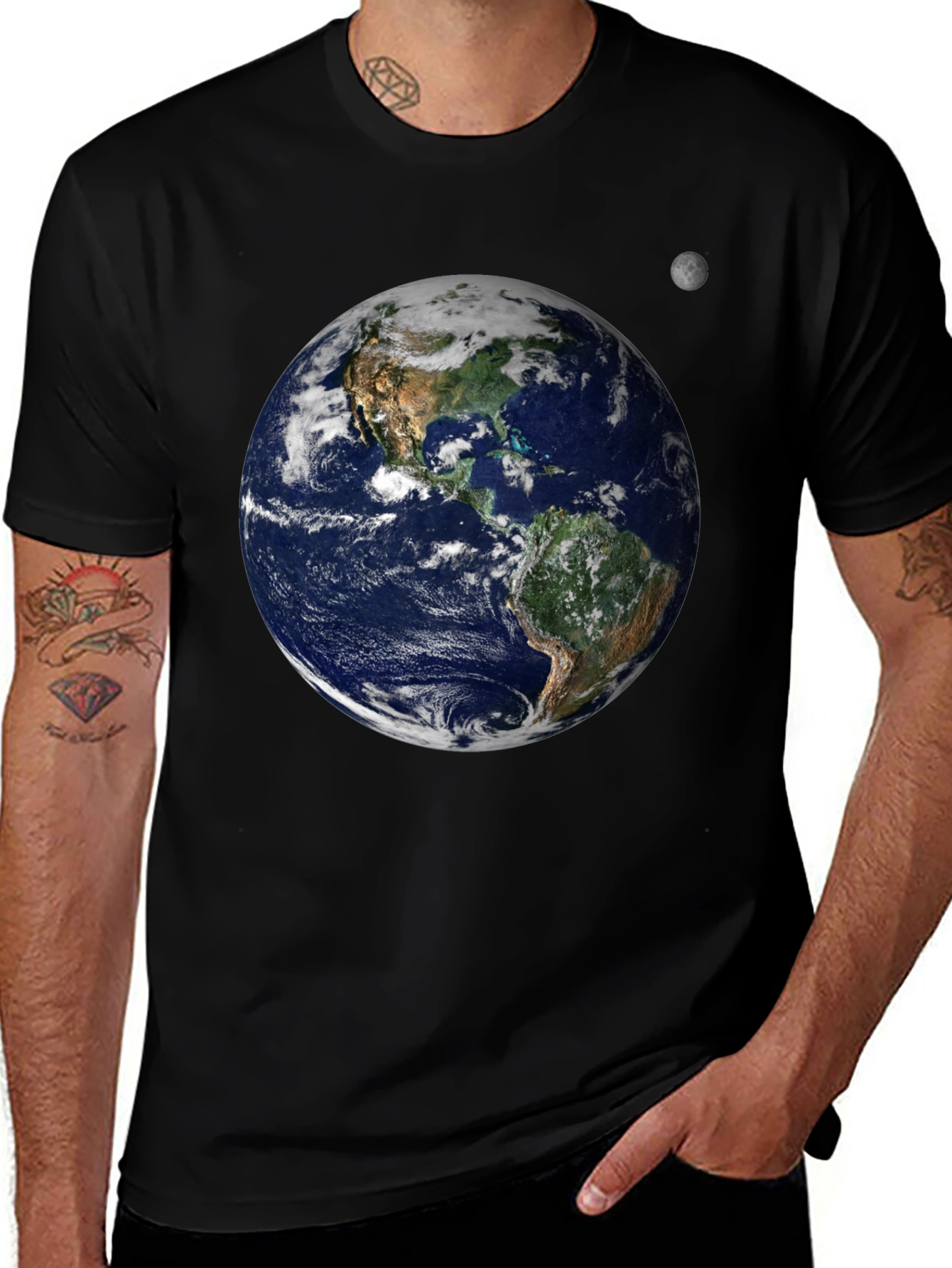 Earth and Moon Graphic Tee - Black