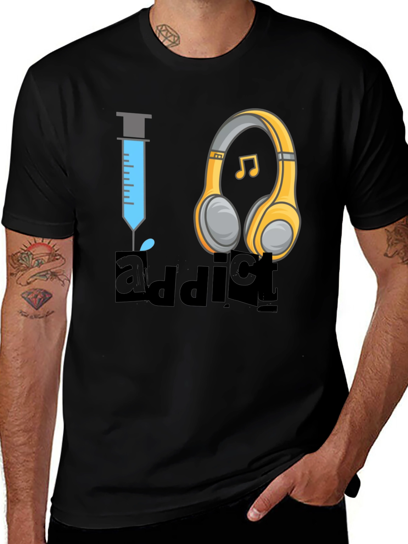 Variant 2 of Music Addict T-Shirt - Novelty Graphic Tee