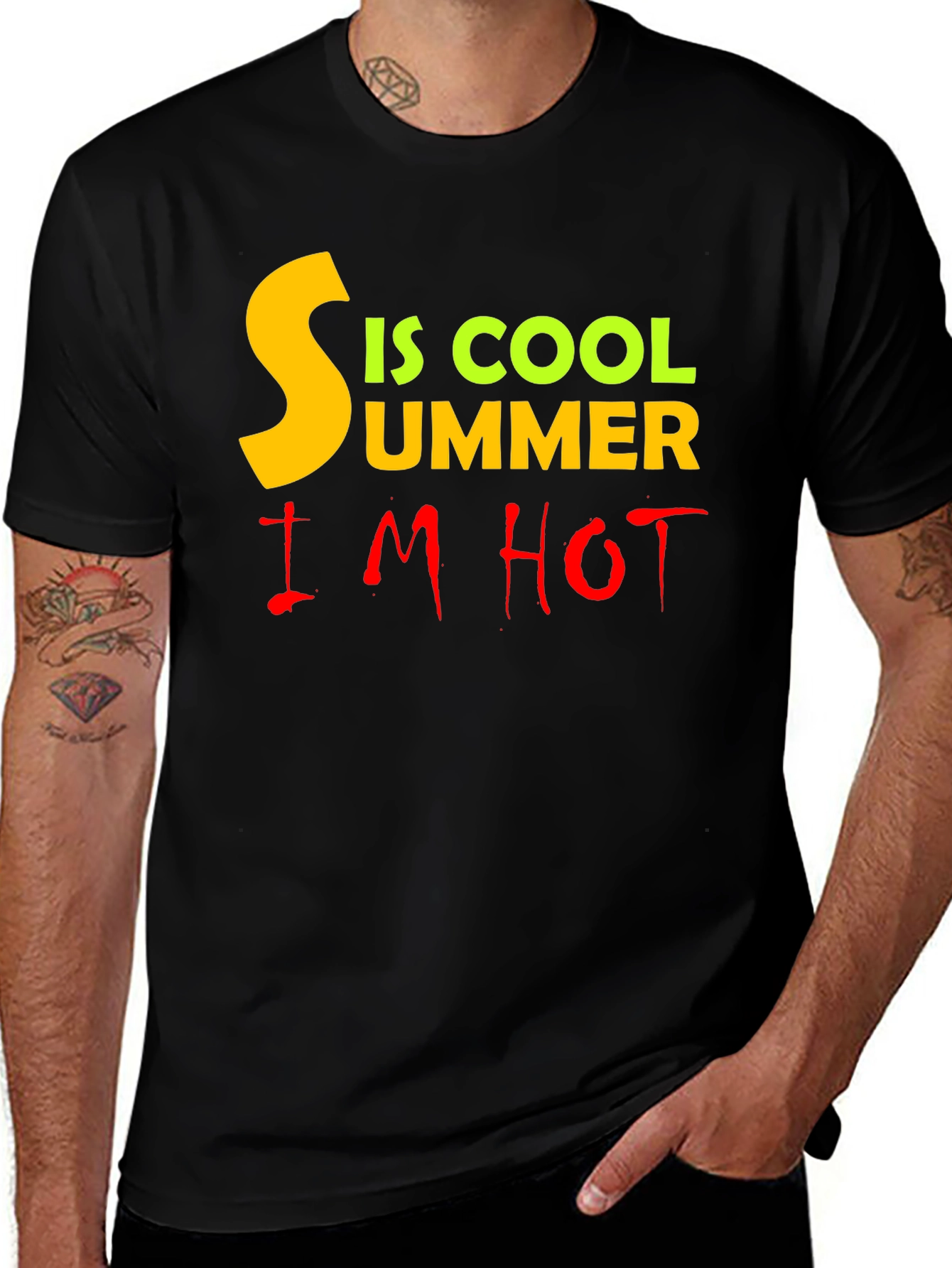 Summer Cool & Hot Graphic T-Shirt - Black