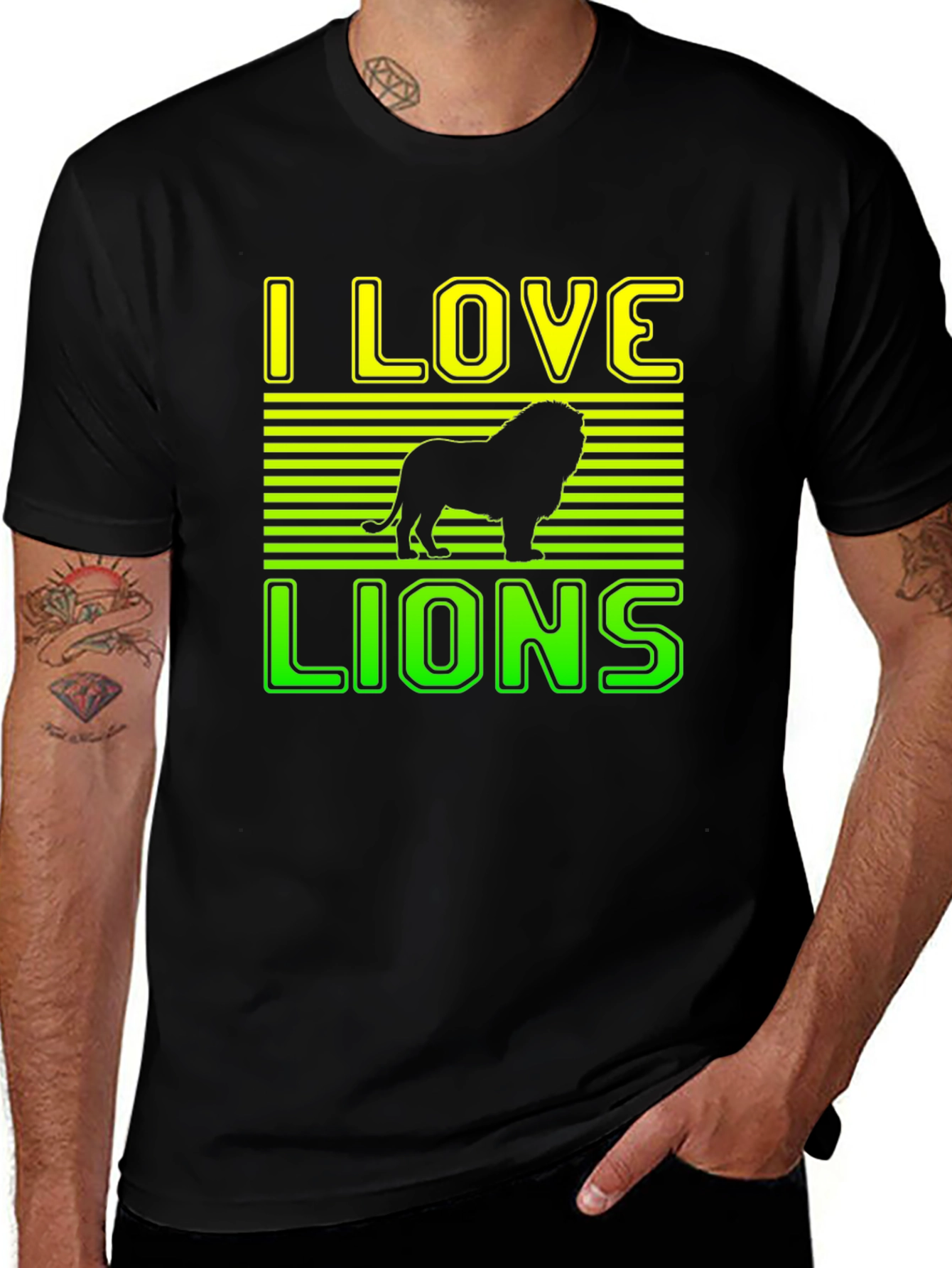 Variant 27 of I Love Lions Graphic T-Shirt - Cool Animal Lover Tee