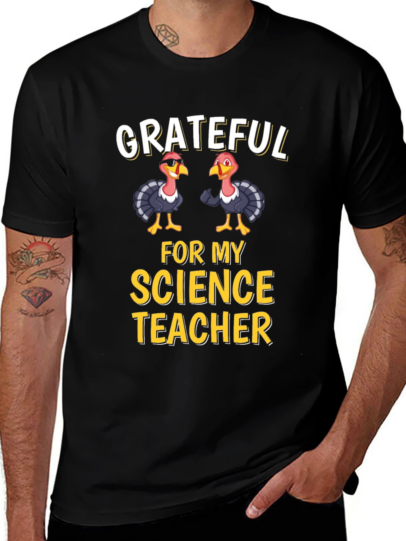 Grateful Science Teacher Thanksgiving Turkey T-Shirt
