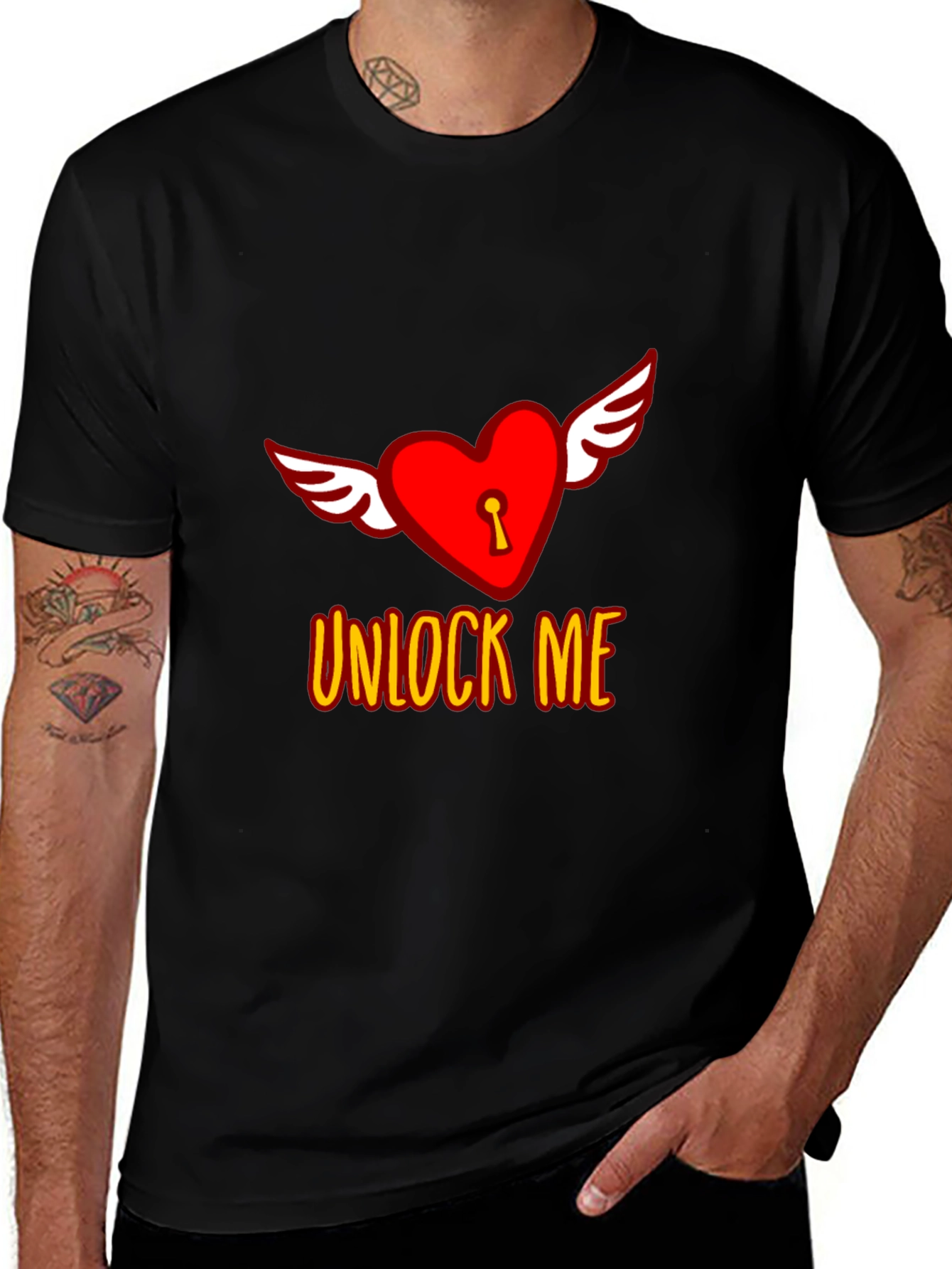 Variant 10 of Unlock Me Heart Graphic Tee - Love Themed T-Shirt