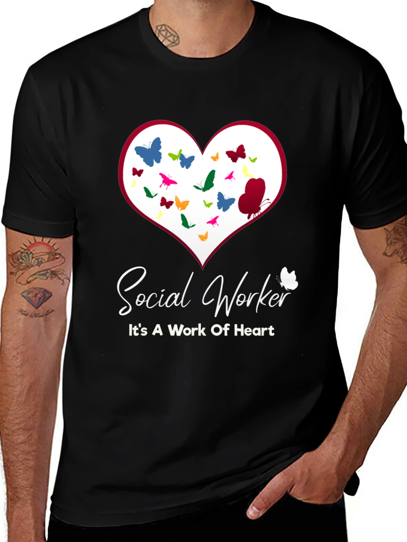 Variant 13 of Social Worker Heart Butterfly T-Shirt