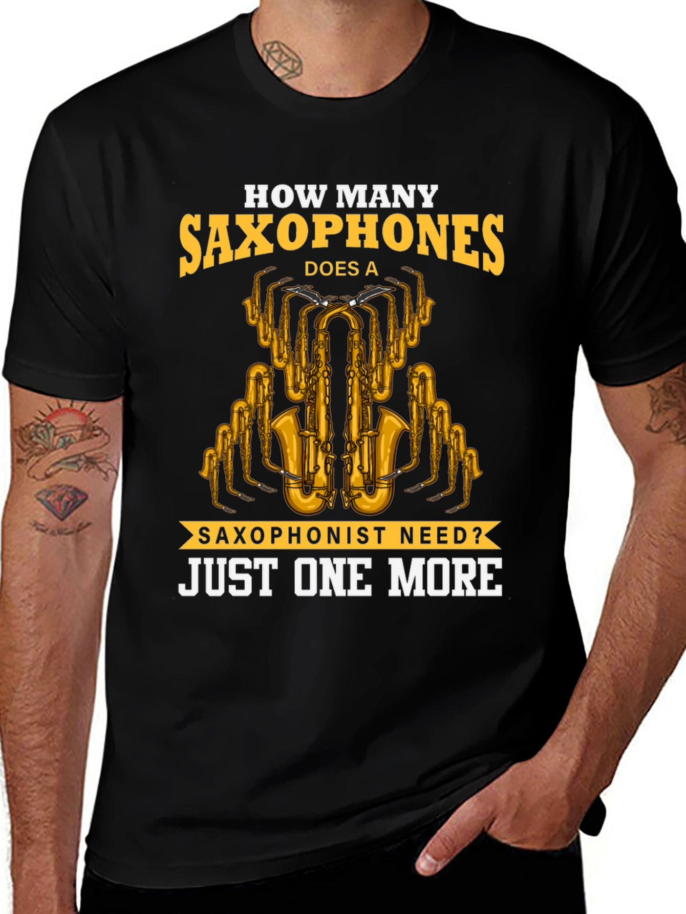 Variant 27 of Saxophone Lover T-Shirt - "Just One More" Design