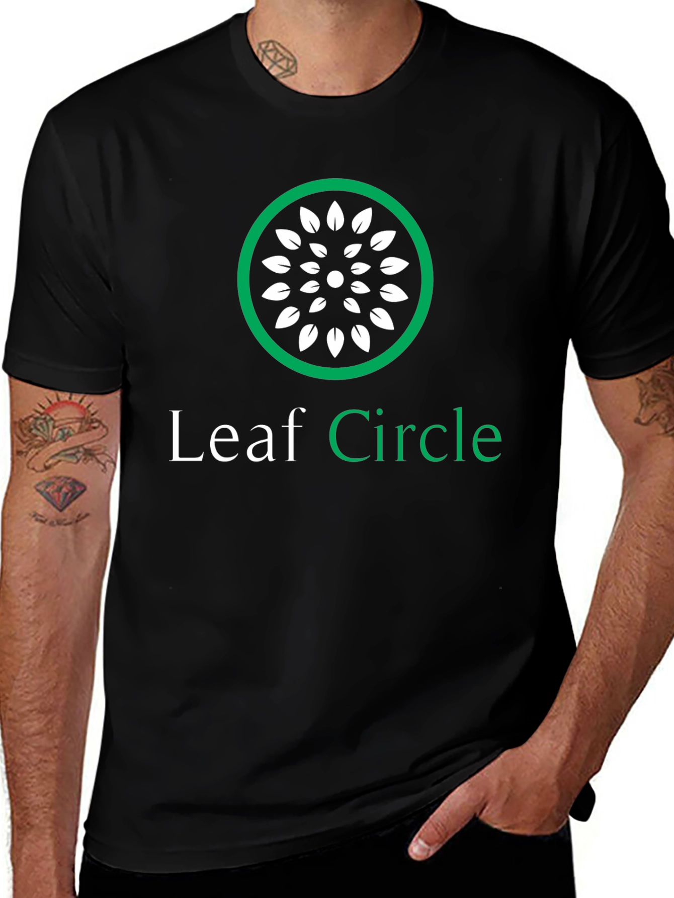 Variant 24 of Leaf Circle Graphic Tee - Modern Botanical Design