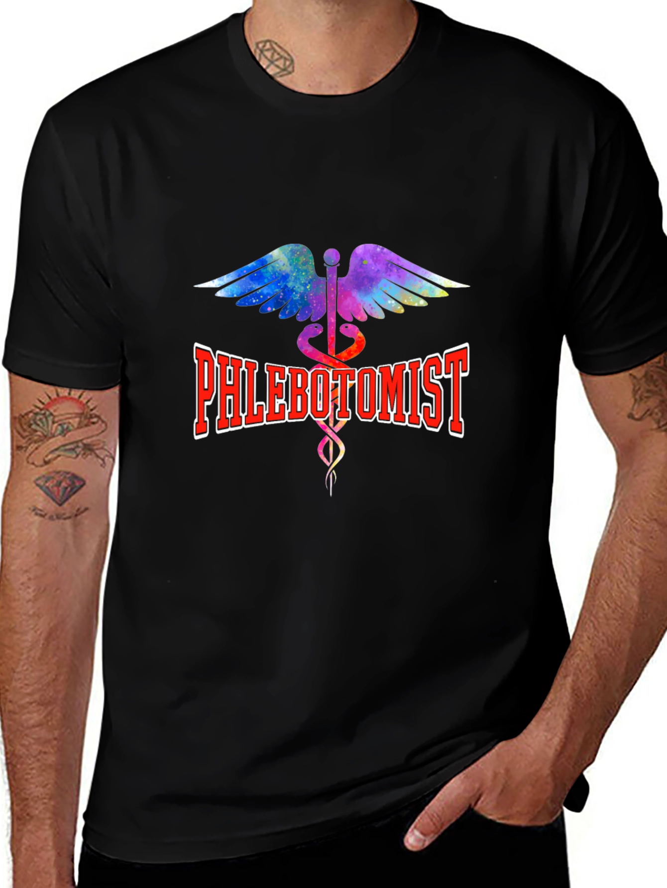 Variant 30 of Phlebotomist Colorful Caduceus T-Shirt