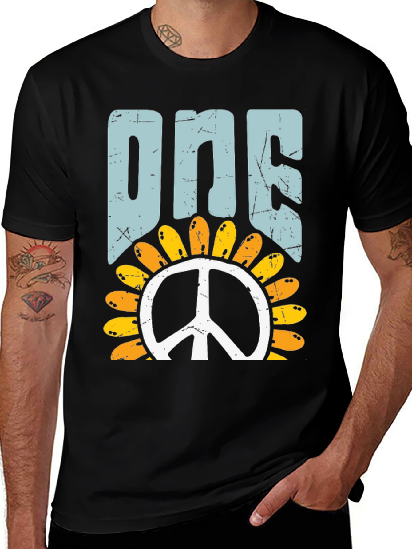 Variant 2 of ONE Peace Sign Sunflower Graphic Tee
