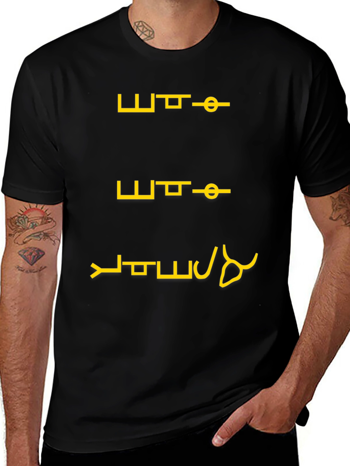Variant 12 of Black T-shirt with Yellow Sci-fi Text