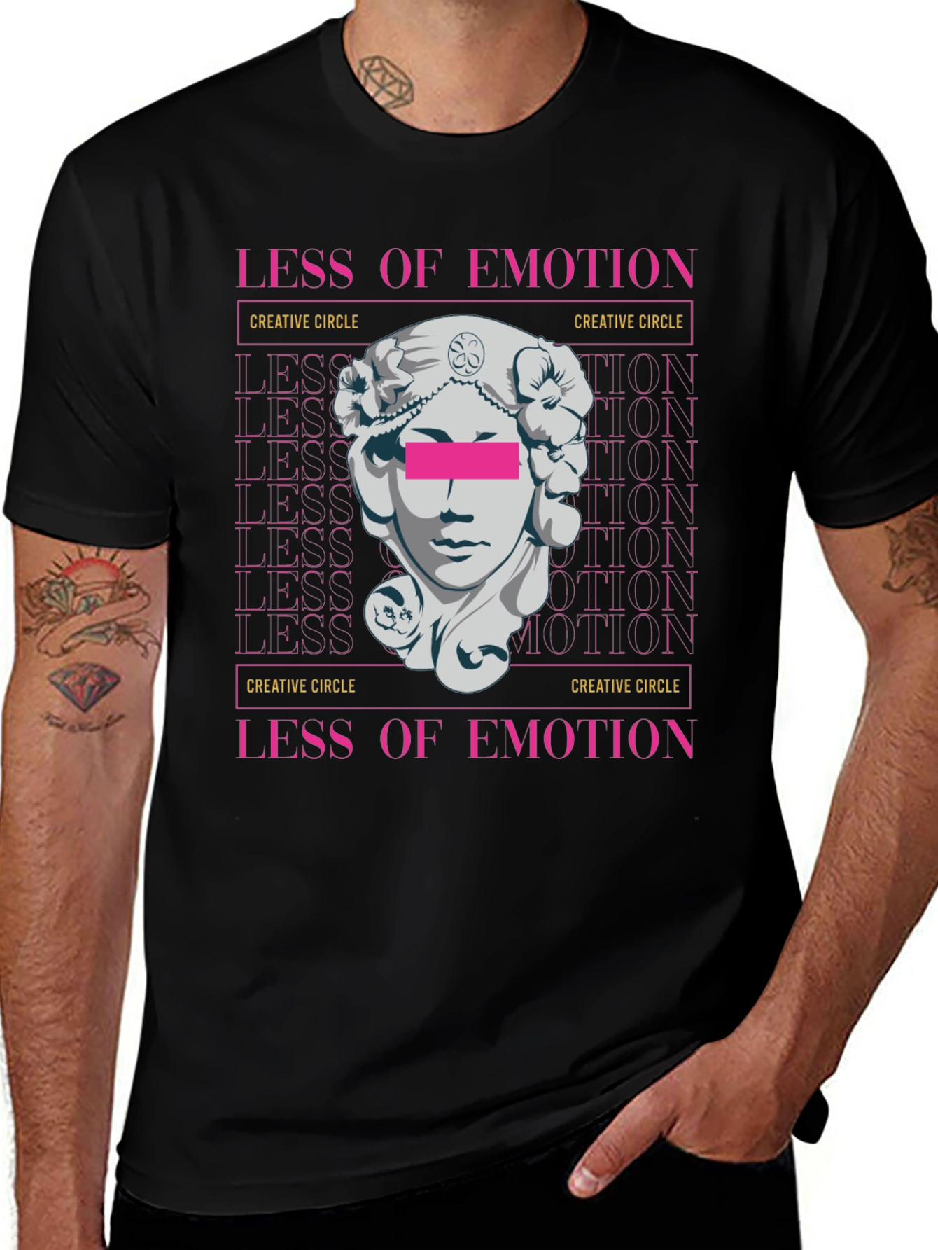Variant 3 of Less of Emotion Graphic Tee - Artistic Black T-Shirt