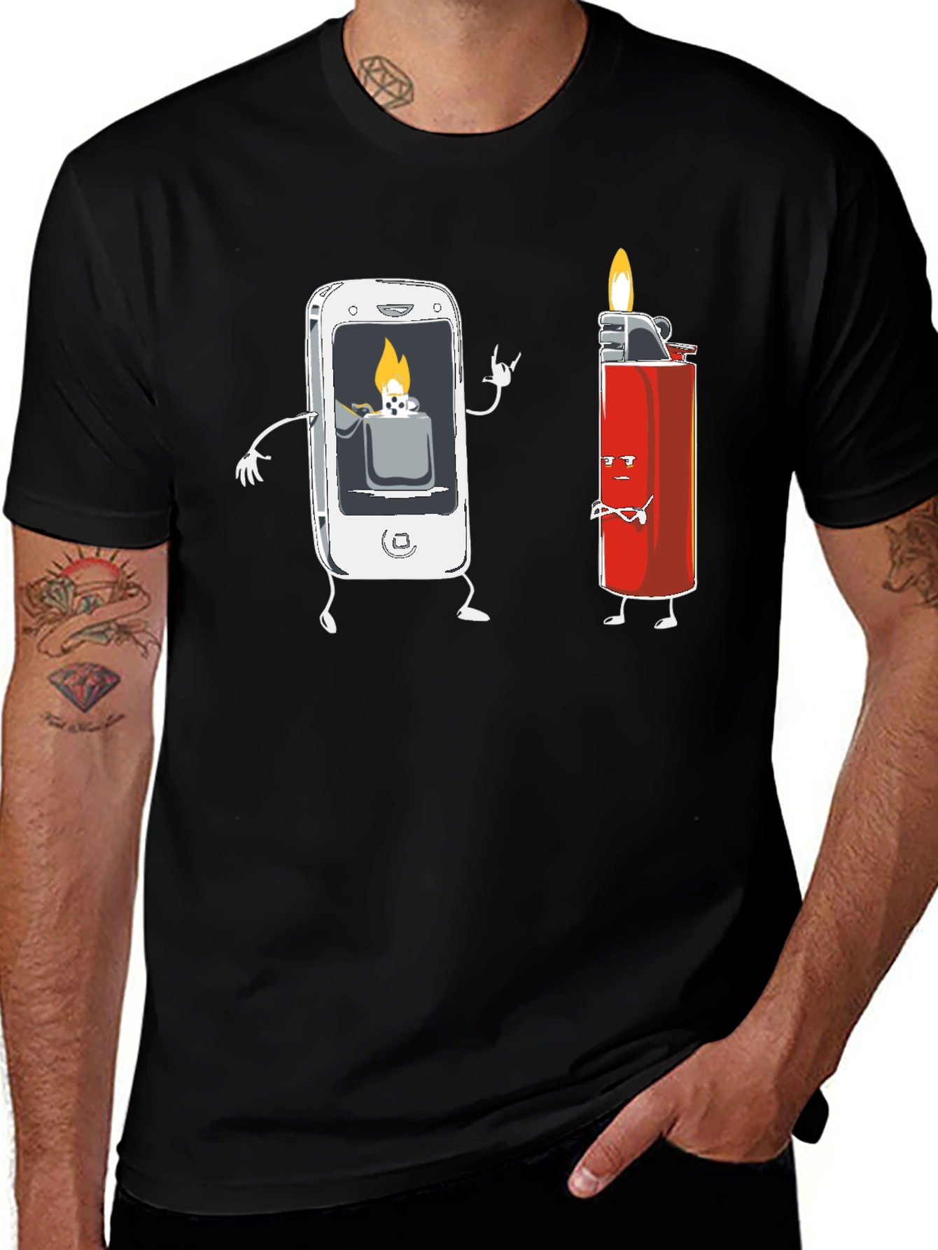 Variant 30 of Funny Tech Humor T-Shirt - Smartphone Lighter Design