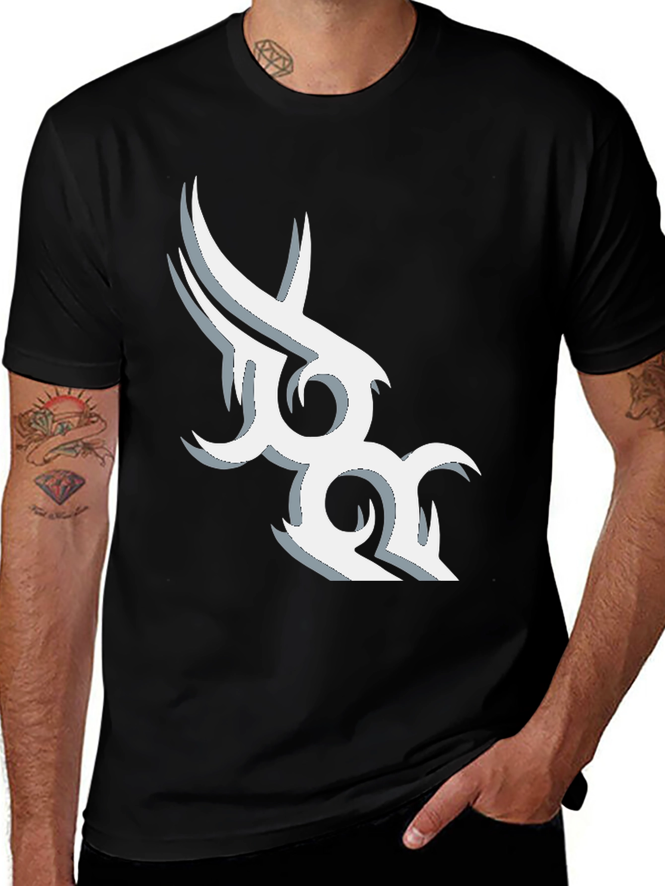 Variant 8 of Black T-Shirt with Tribal Graphic