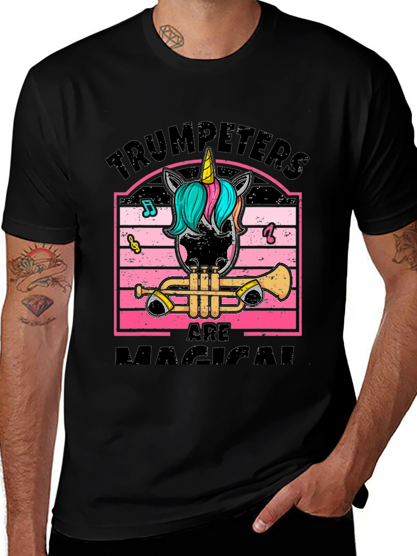 Variant 3 of Trumpeters Are Magical Unicorn Black Graphic Tee