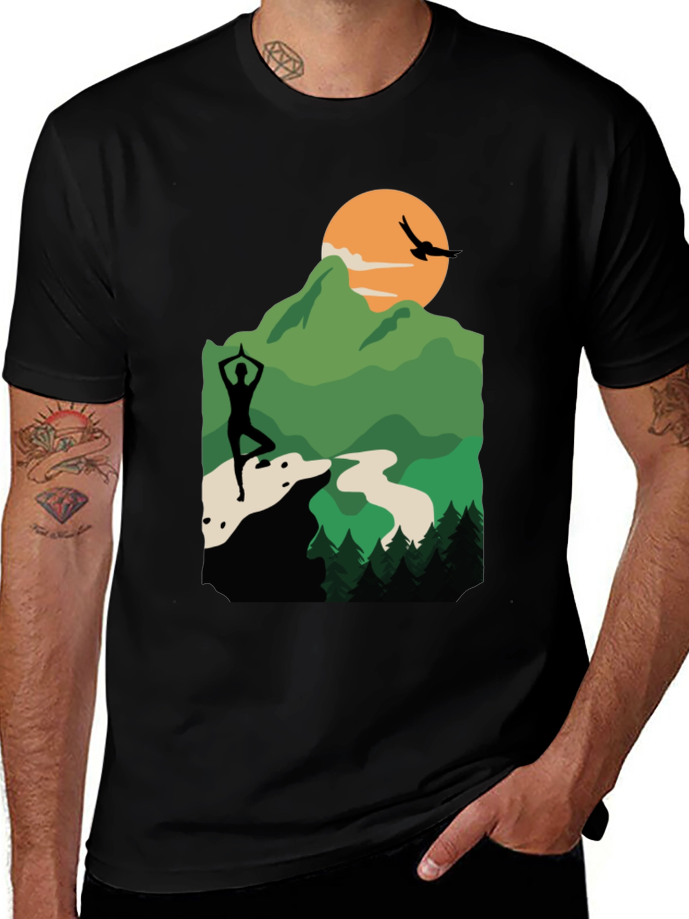 Variant 13 of Nature Yoga Silhouette Graphic Tee