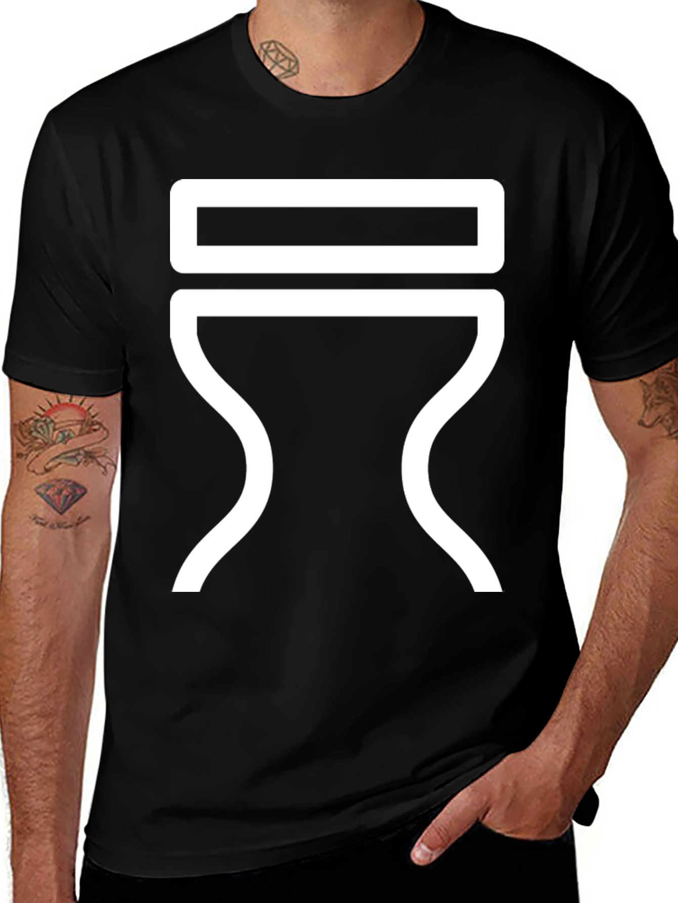 Variant 25 of Minimalist Toilet Graphic Tee - Black Cotton Blend