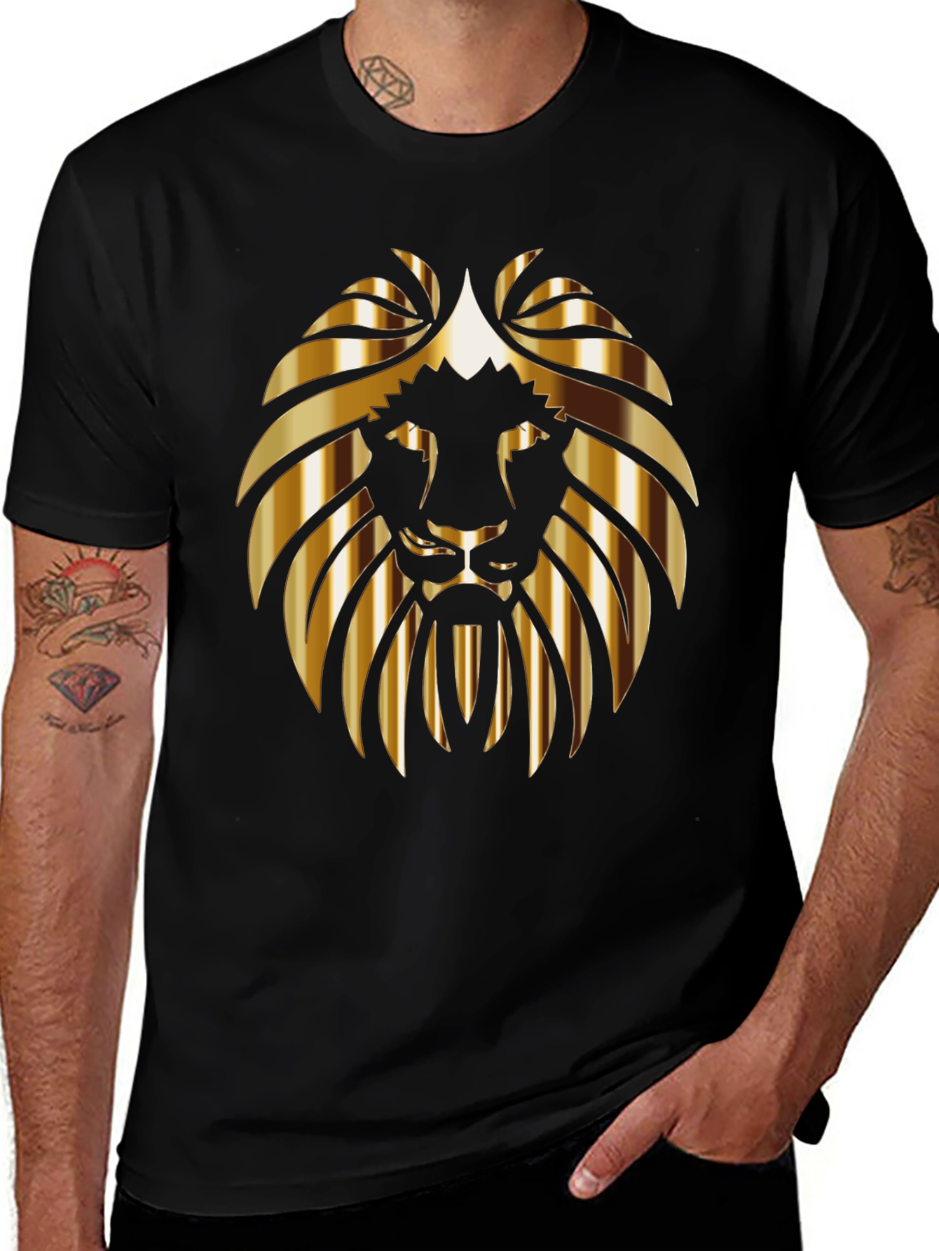 Variant 6 of Golden Lion Graphic Black T-Shirt