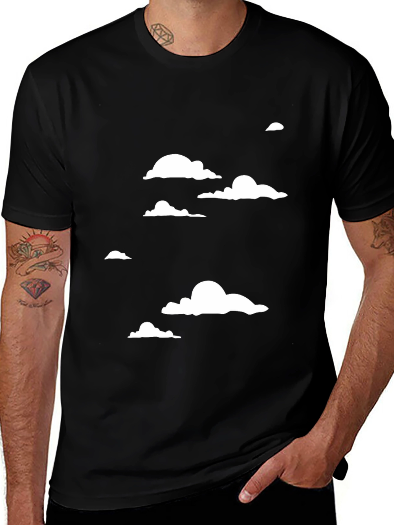 Variant 2 of Cloudscape Graphic Tee - Black Cotton T-Shirt