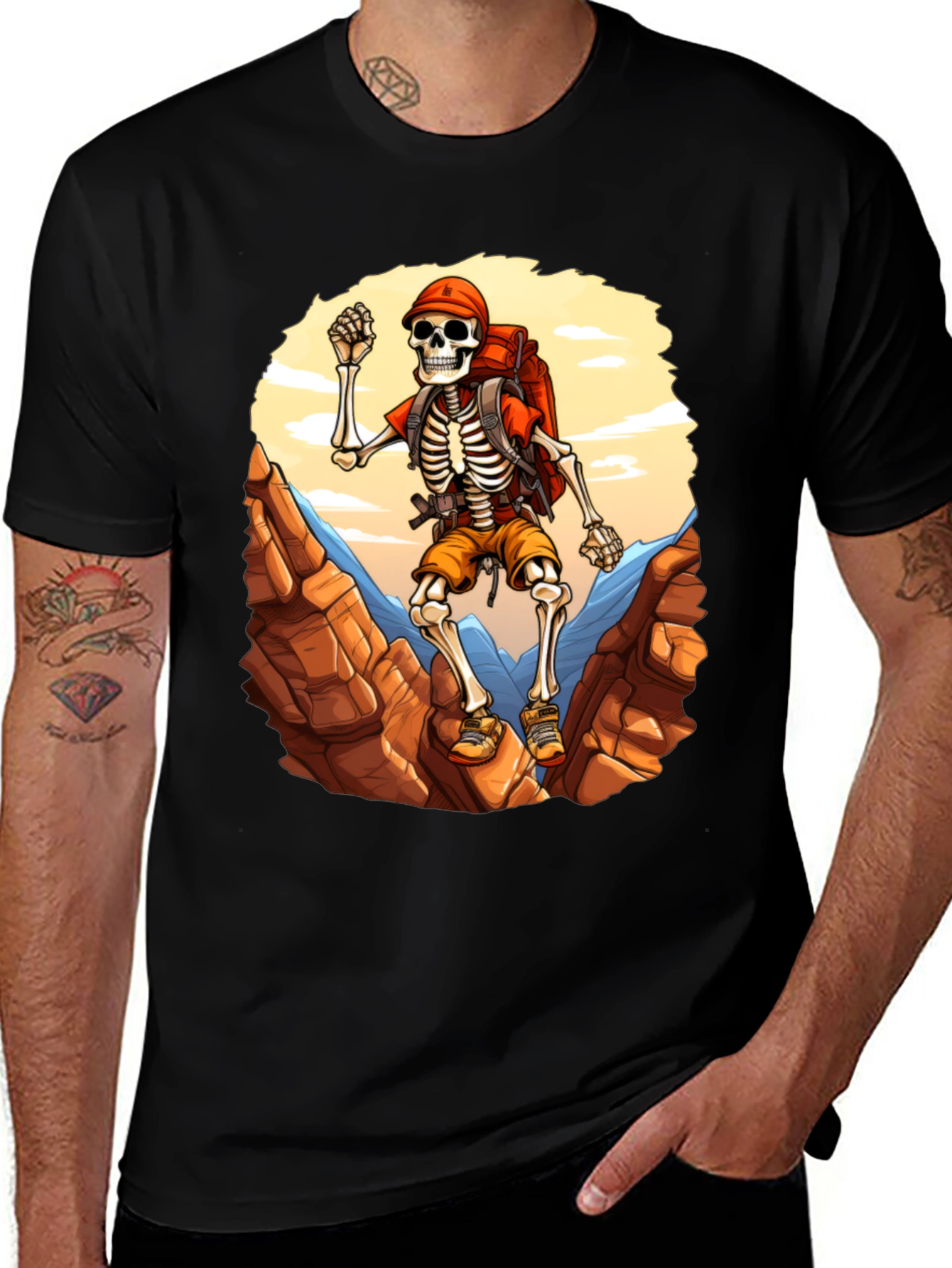 Variant 25 of Skeleton Hiker Graphic Tee - Adventure Ready!