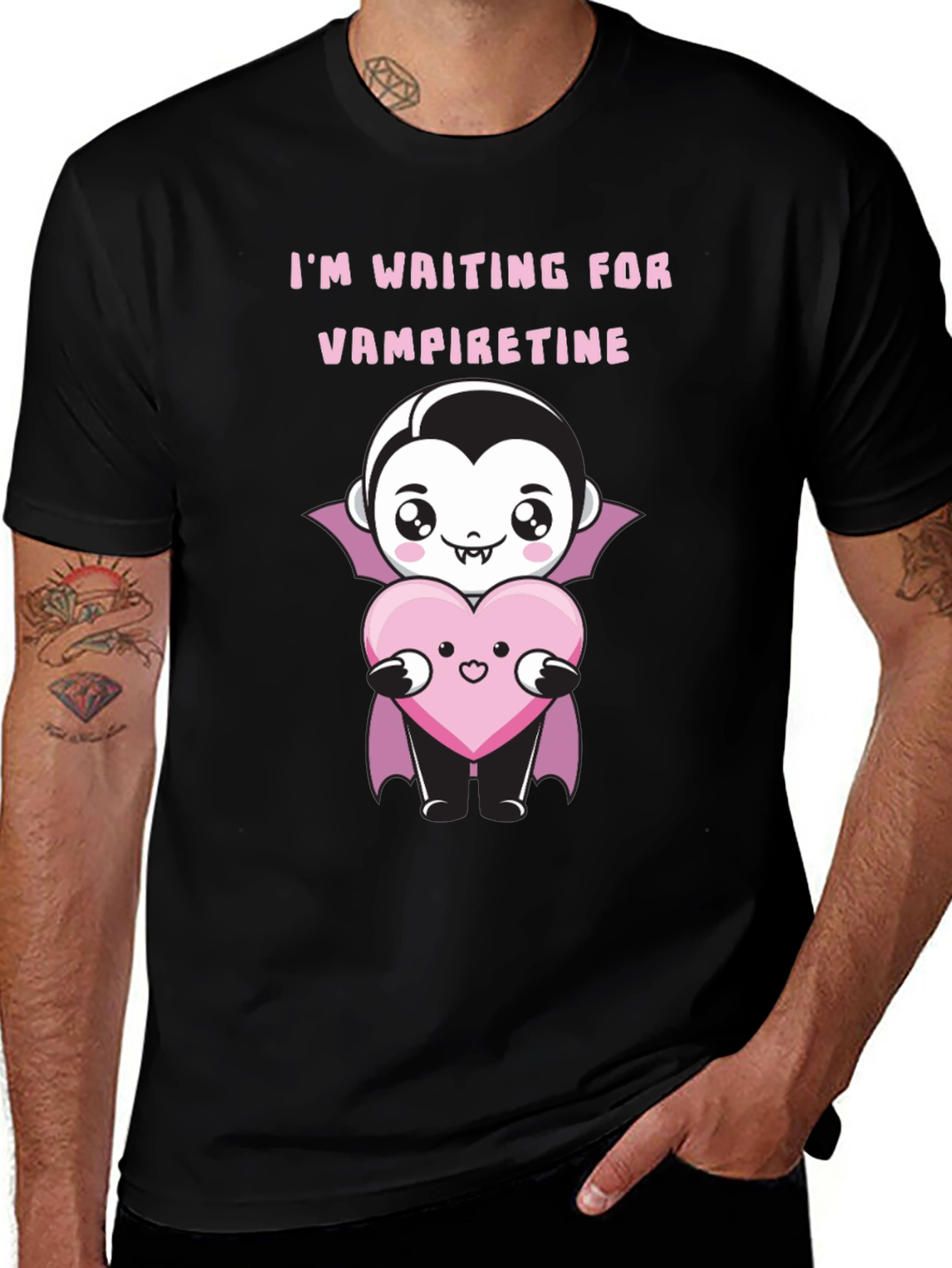 Black Vampire Valentine T-Shirt - Waiting for Vampiretine main image