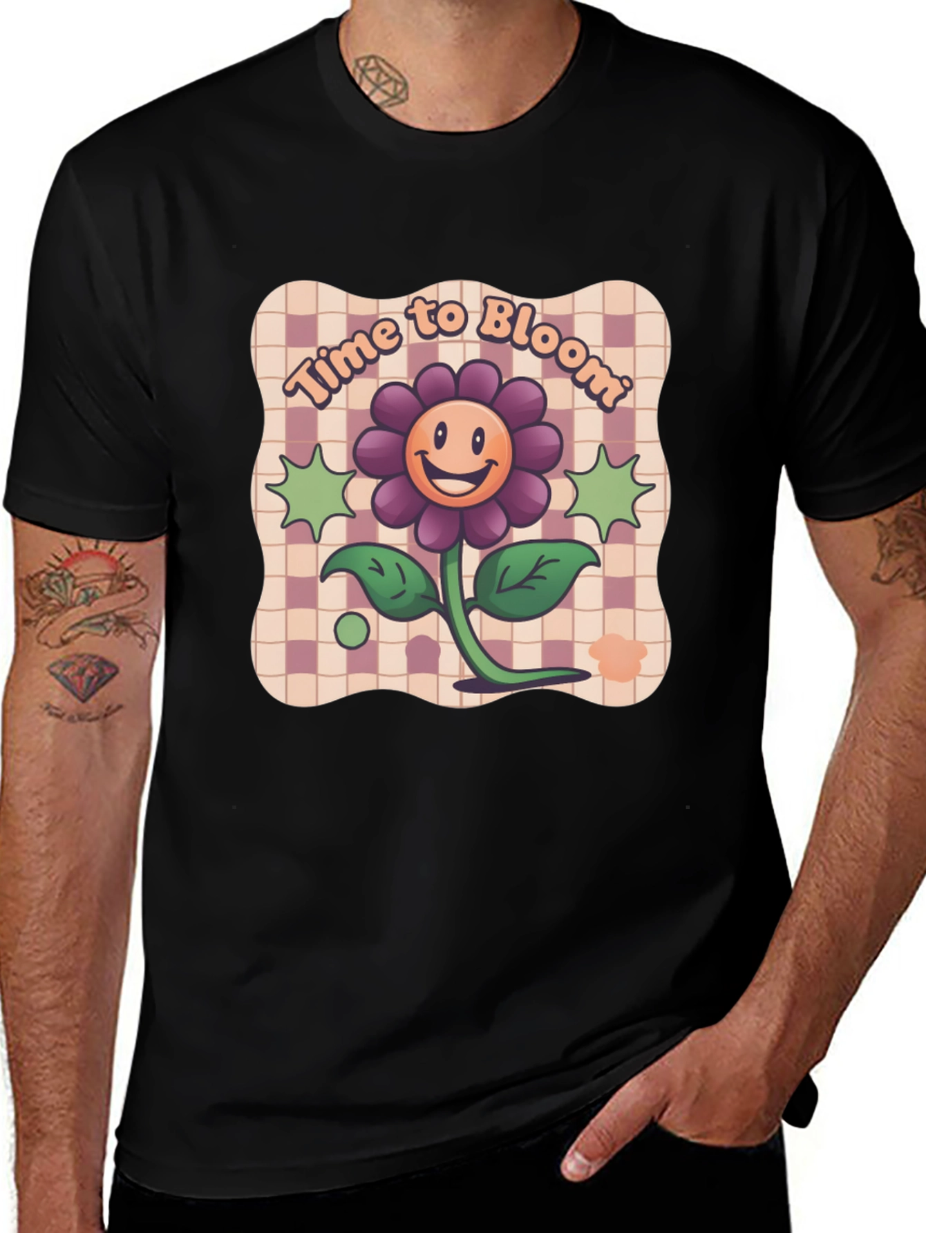 Variant 13 of Time to Bloom Graphic Tee - Retro Flower Design