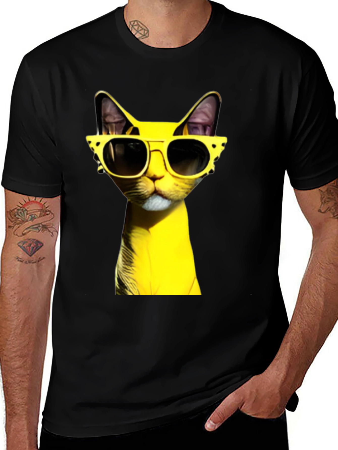 Variant 24 of Cool Cat in Shades T-Shirt - Black