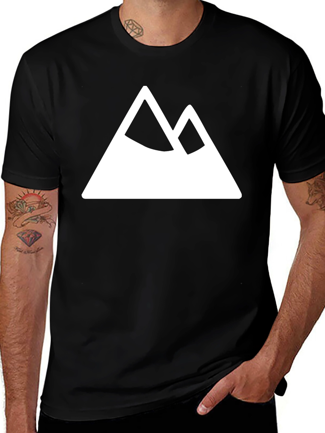 Variant 30 of Mountain Peak Graphic Tee - Black Cotton