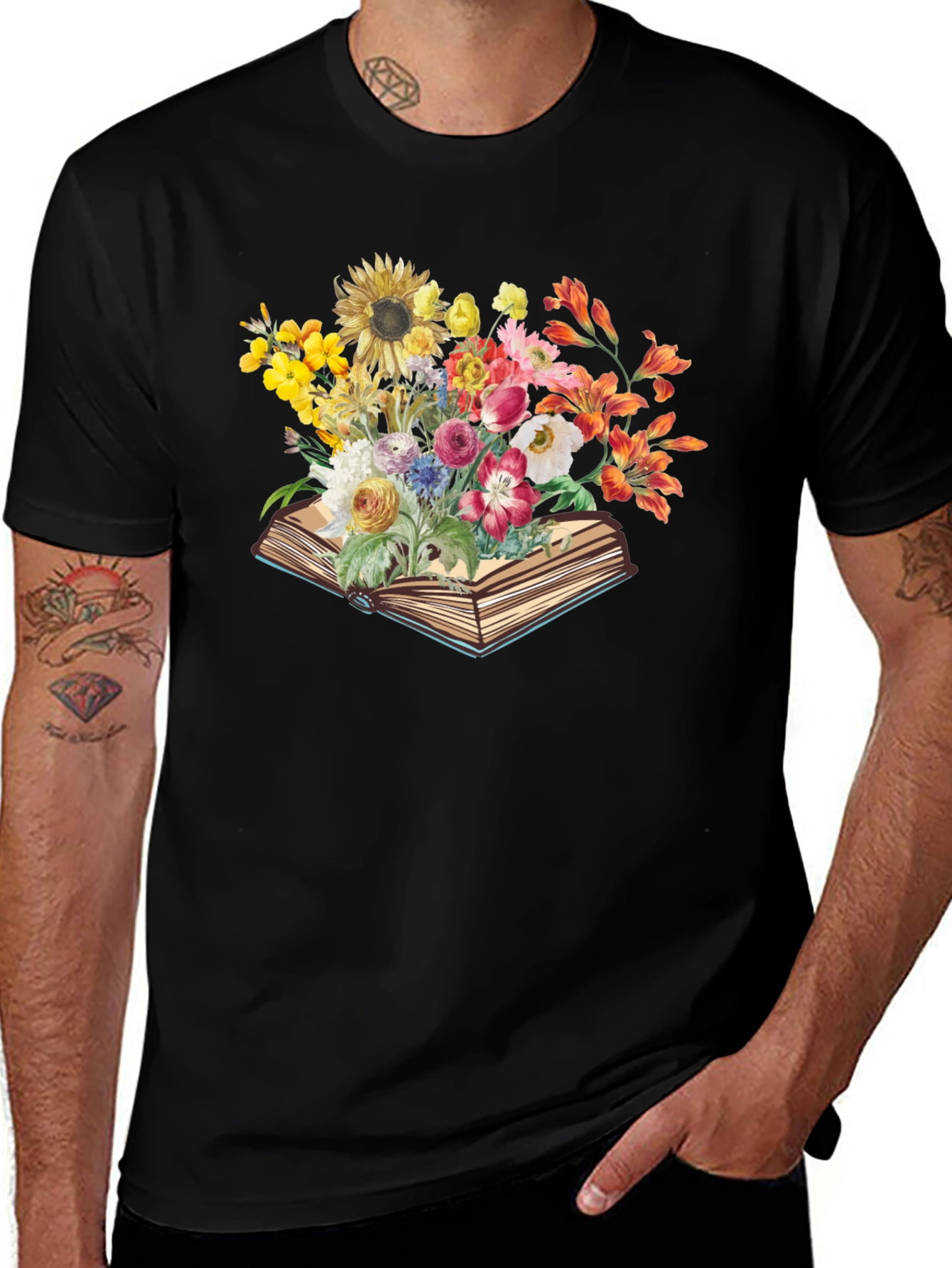 Variant 18 of Floral Book T-Shirt