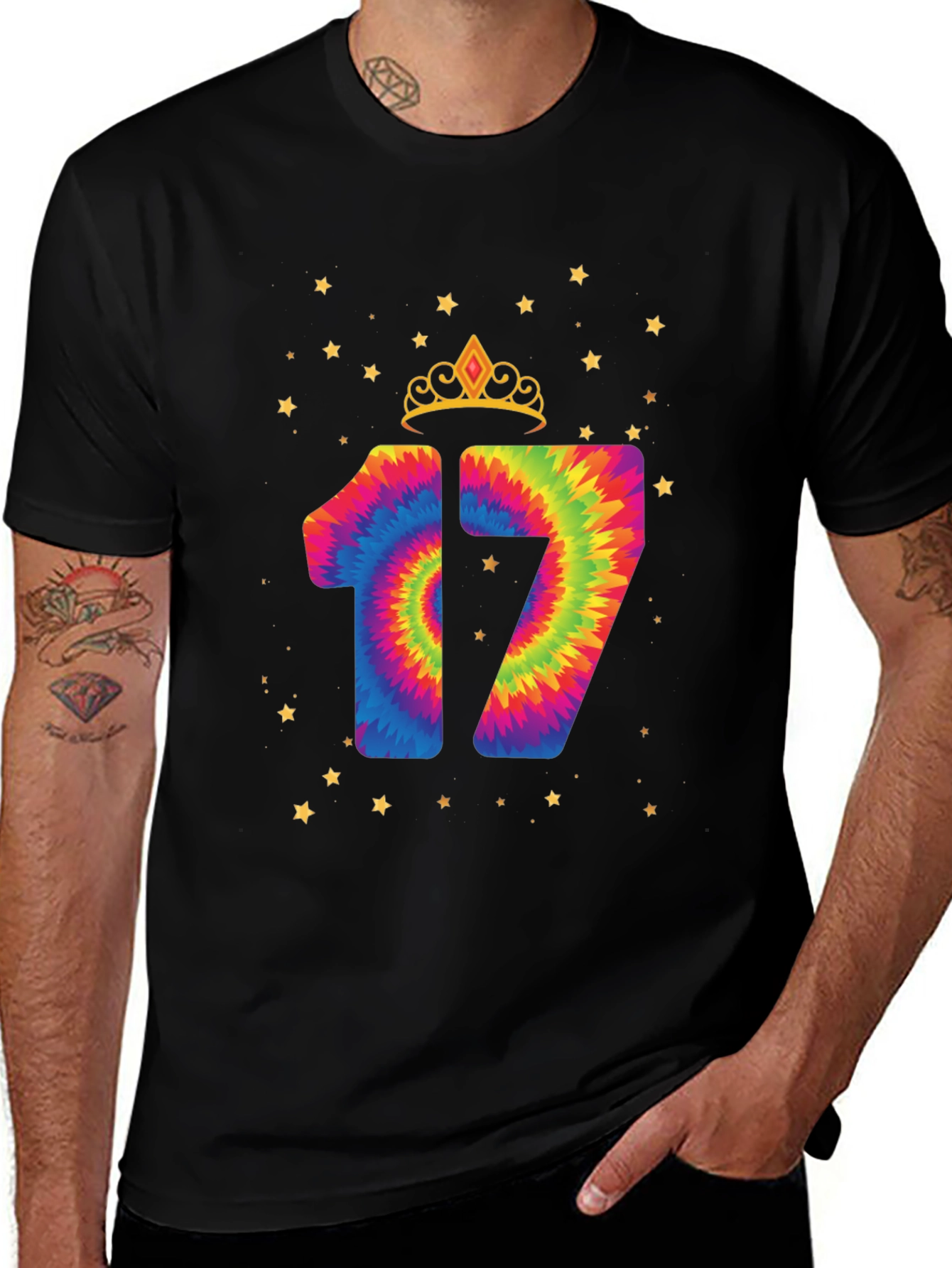Variant 26 of Fun 17th Birthday Tie-Dye Graphic Tee