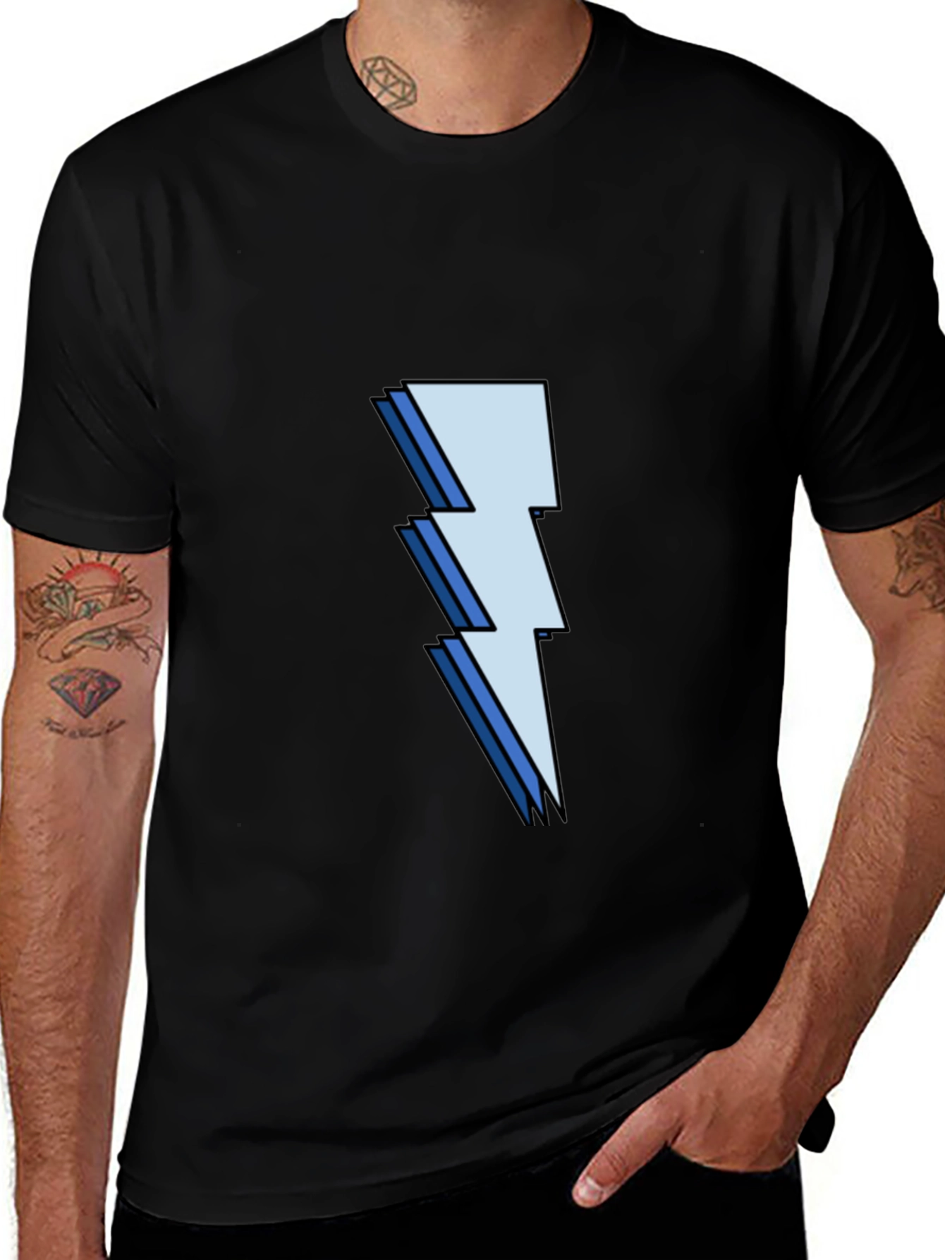 Variant 10 of Bold Lightning Bolt Graphic Tee - Black