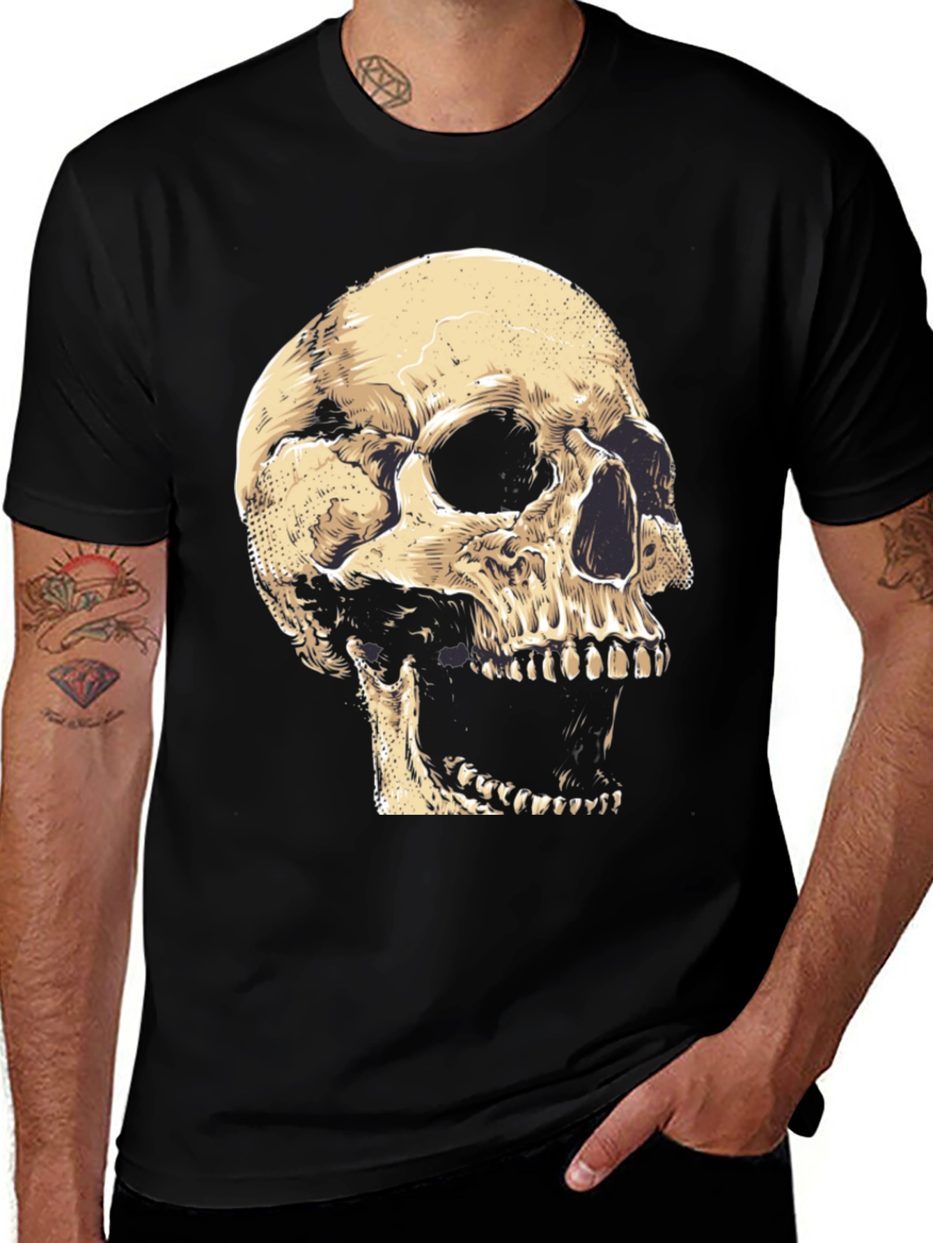 Variant 6 of Skull Graphic Tee - Black Cotton T-Shirt