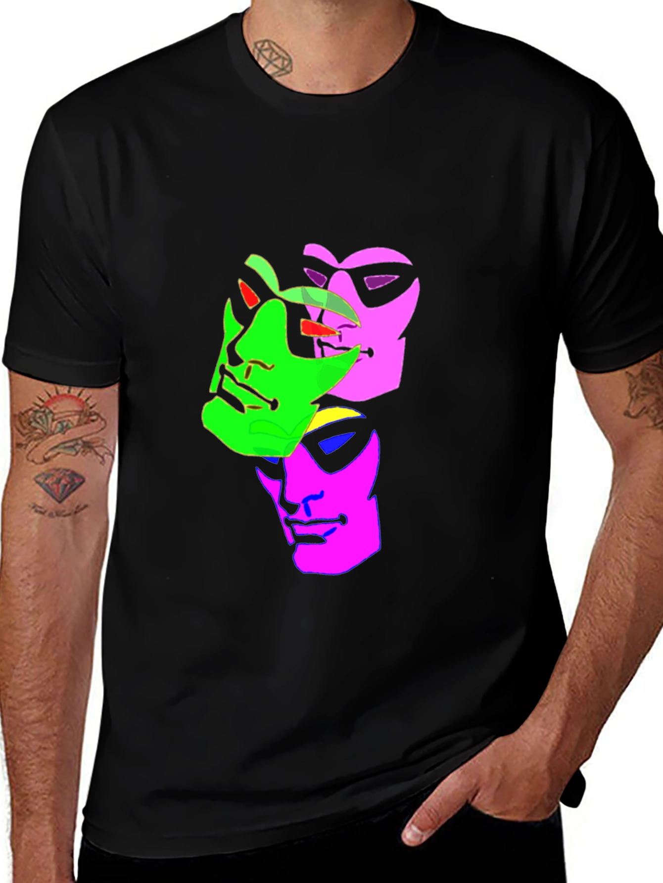 Variant 21 of Abstract Faces Graphic Tee - Bold Style, Soft Cotton