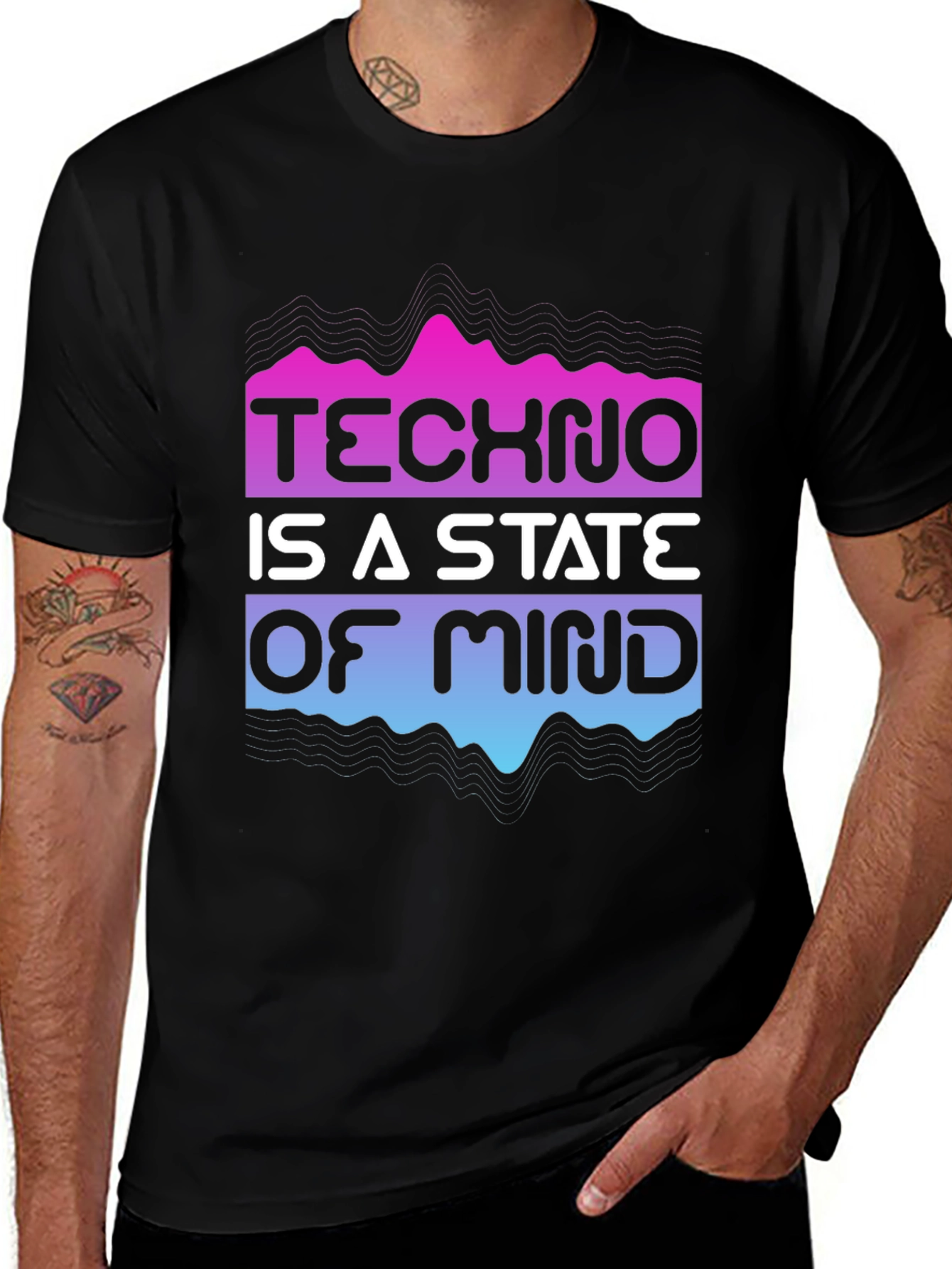 Variant 21 of Techno State of Mind Graphic Tee - Black