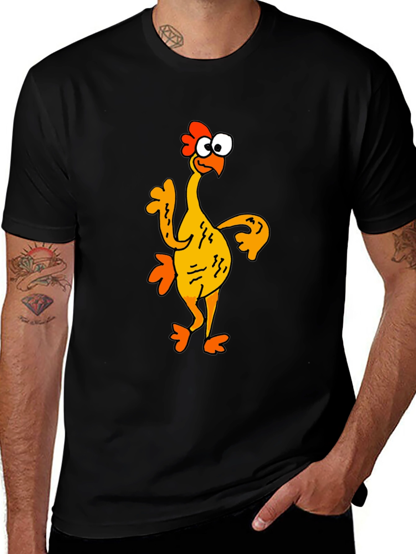 Variant 25 of Funny Chicken Graphic T-Shirt - Black