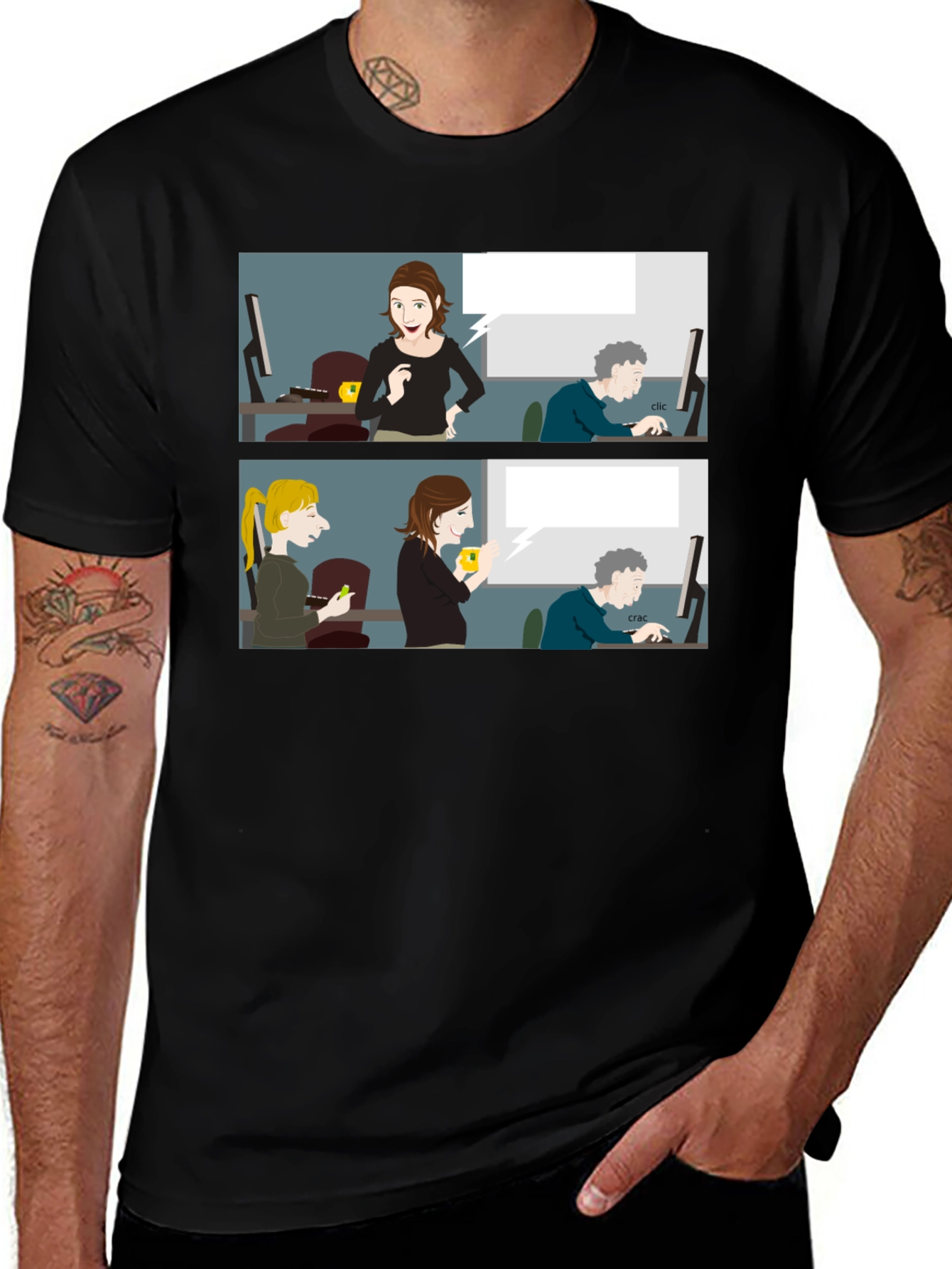 Variant 18 of Funny Office Humor Cartoon Black T-Shirt