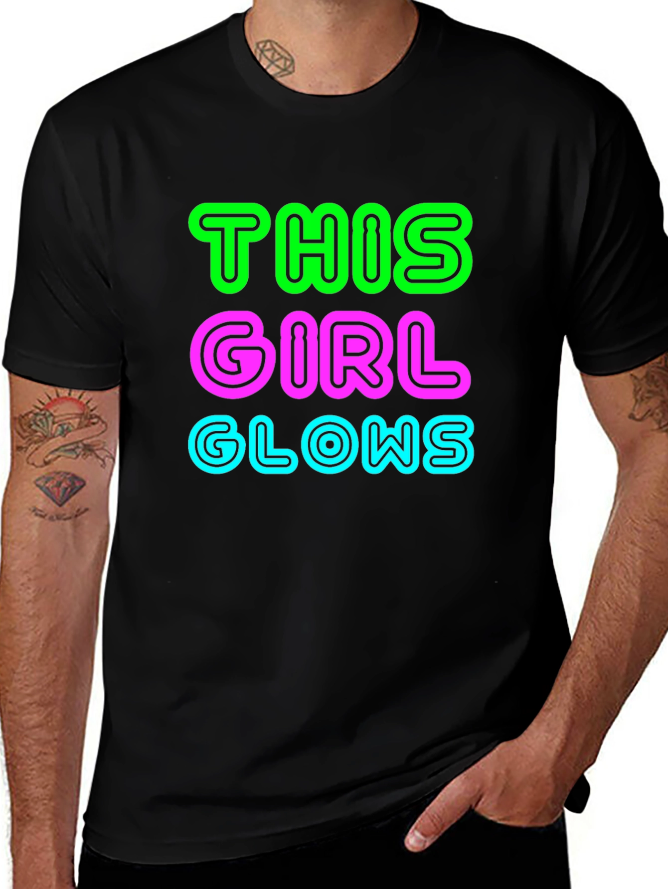 Variant 14 of This Girl Glows Black Graphic Tee