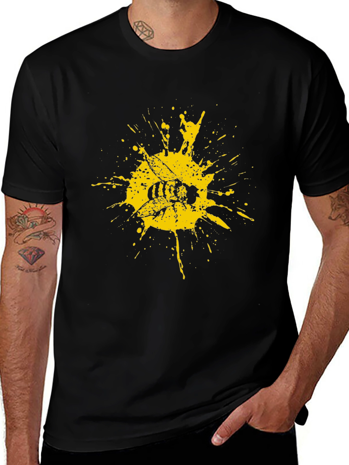 Variant 16 of Bee Splatter Graphic Tee - Cool Casual Style