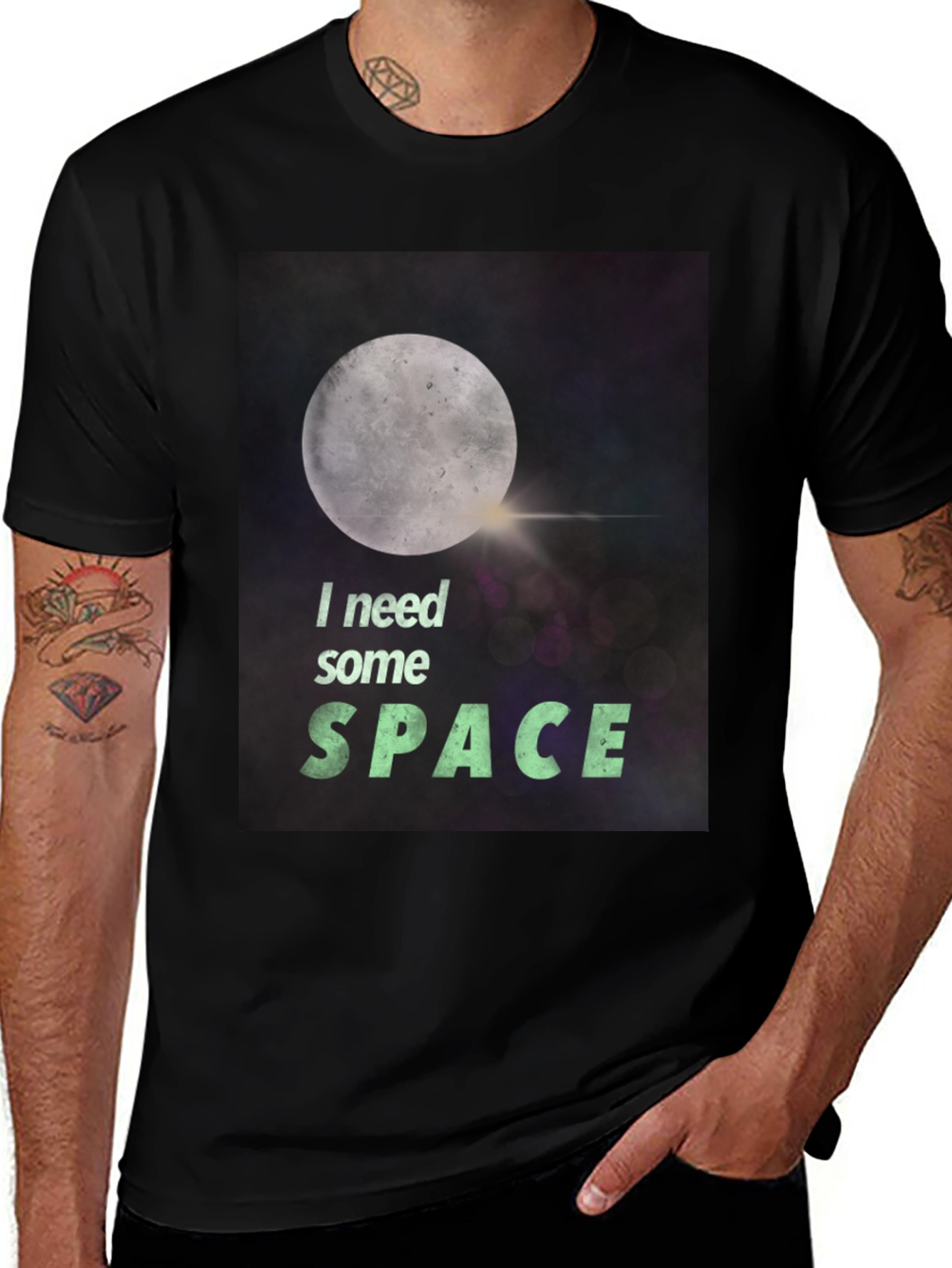 Variant 27 of I Need Some Space T-Shirt - Celestial Moon Design