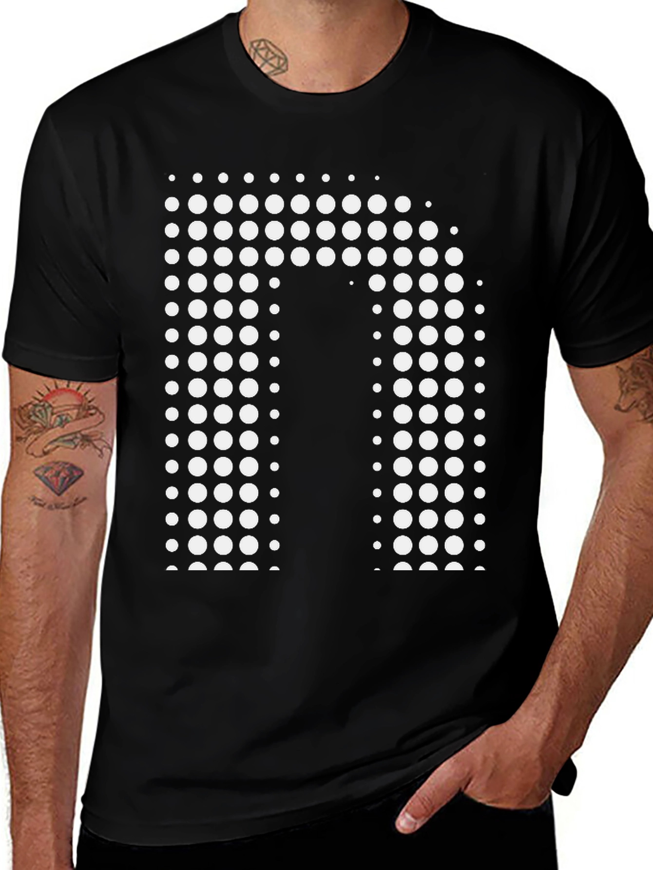 Modern Dot Matrix 'N' Graphic Tee - Black