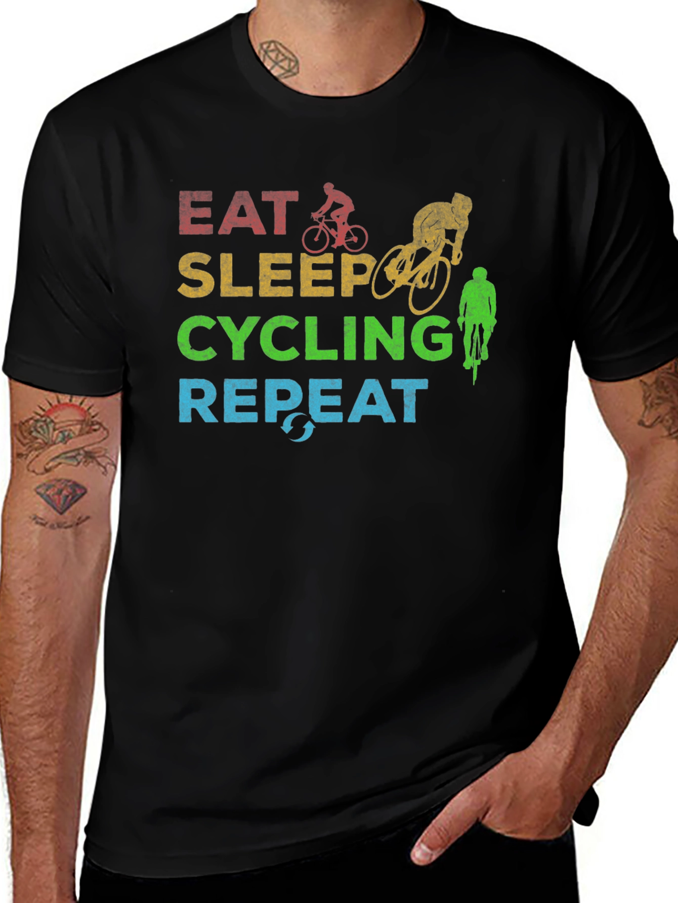 Variant 28 of Eat Sleep Cycling Repeat Graphic Tee