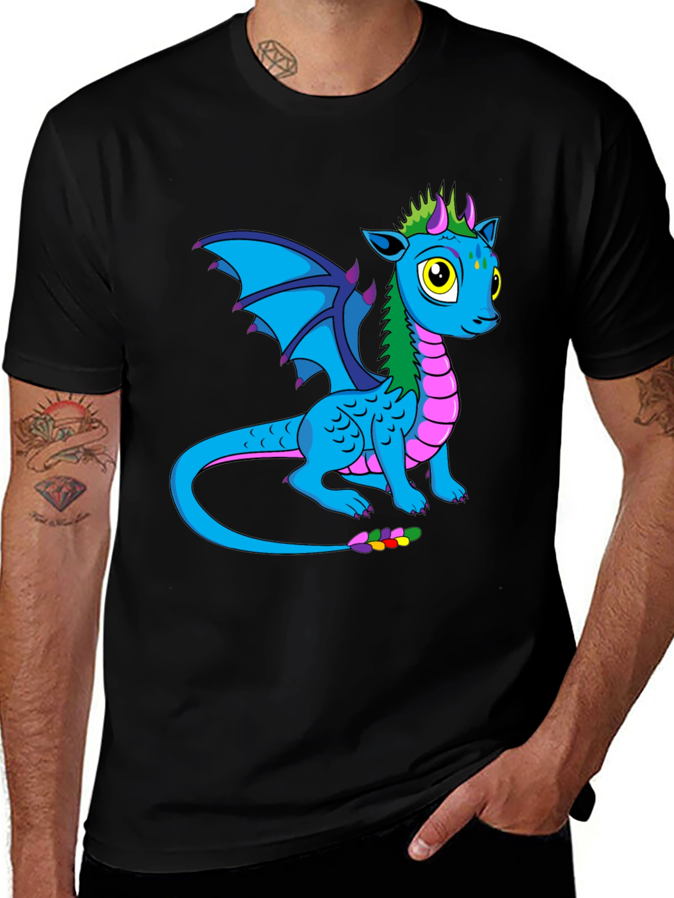 Variant 10 of Dragon Graphic T-Shirt - Black Cotton Tee