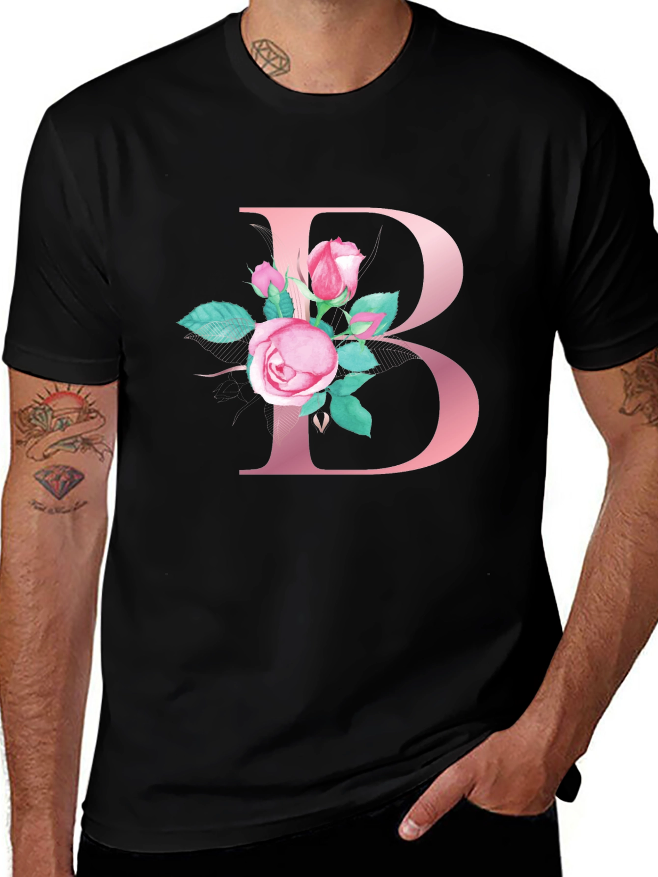 Variant 30 of Floral Letter B Initial T-Shirt