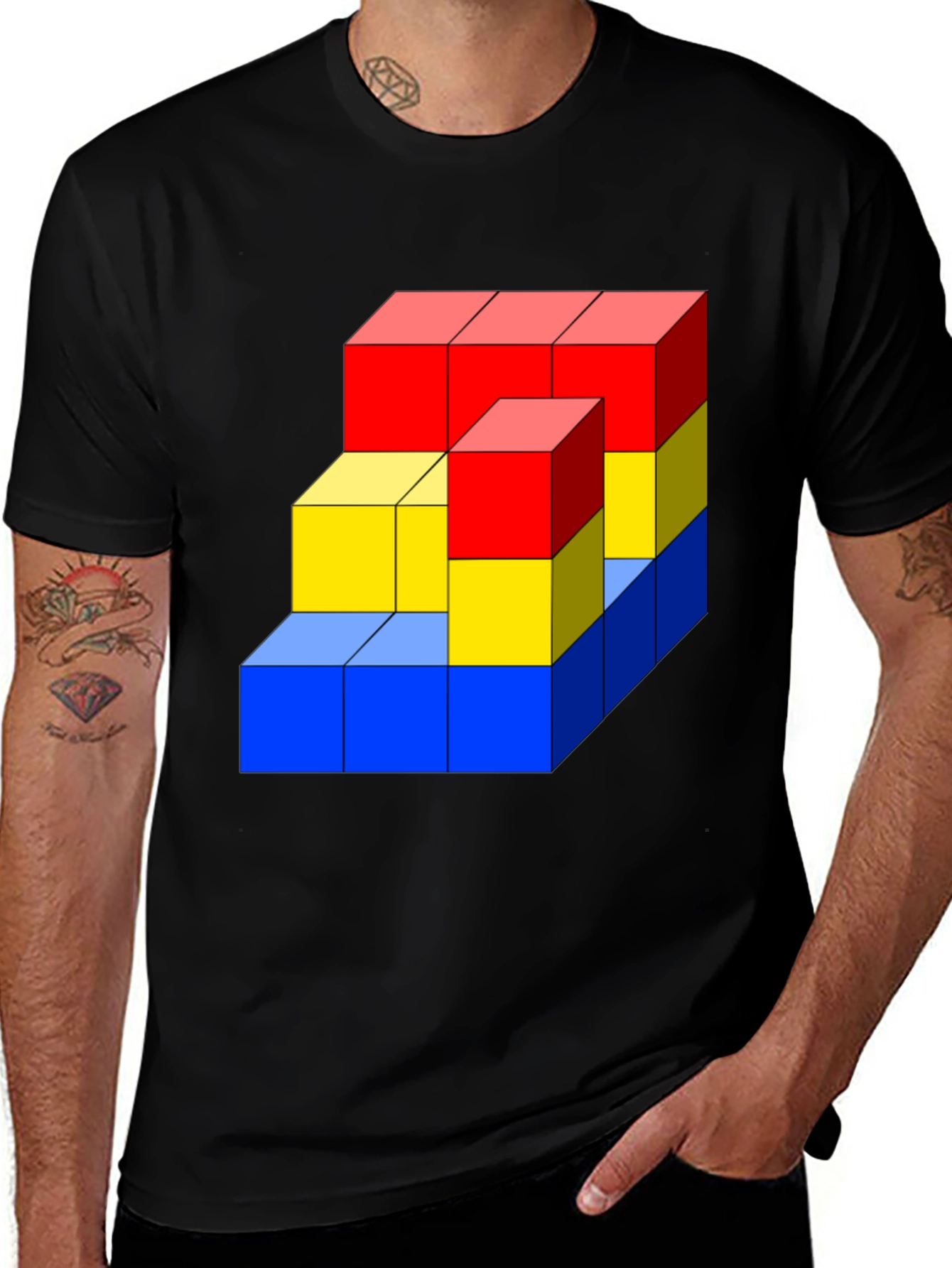 Variant 16 of Abstract Cubes Graphic Tee - Modern Art Shirt